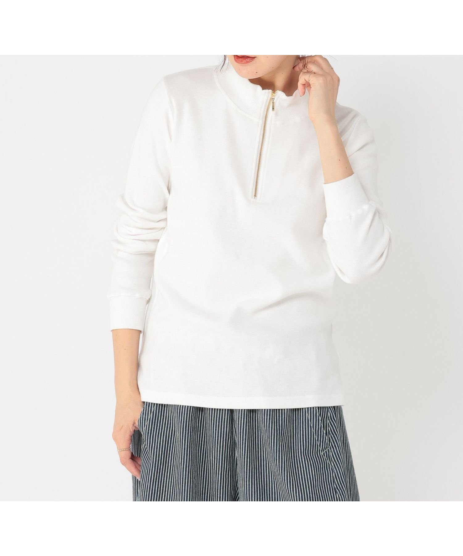 【スタディオ クリップ/studio CLIP】の《days》ハーフジッププルオーバー インテリア・キッズ・メンズ・レディースファッション・服の通販 founy(ファニー) 　ファッション　Fashion　レディースファッション　Fashion for Women　トップス・カットソー　Cut & Sew Tops　カジュアルプルオーバー・ニットトップス　Pullovers & Knit Tops / Casual Pullovers　おすすめ　Recommended / Our Picks　カットソー　Cut and Sewn Top　コンパクト　Compact, Small Size　シルバー　Silver, Metallic Silver　シンプル　Simple, Minimal　ブルゾン　Blouson, Bomber Jacket　ベーシック　Basic, Essential　ホワイト10|ID: prp329100004783674 ipo3291000000034775226