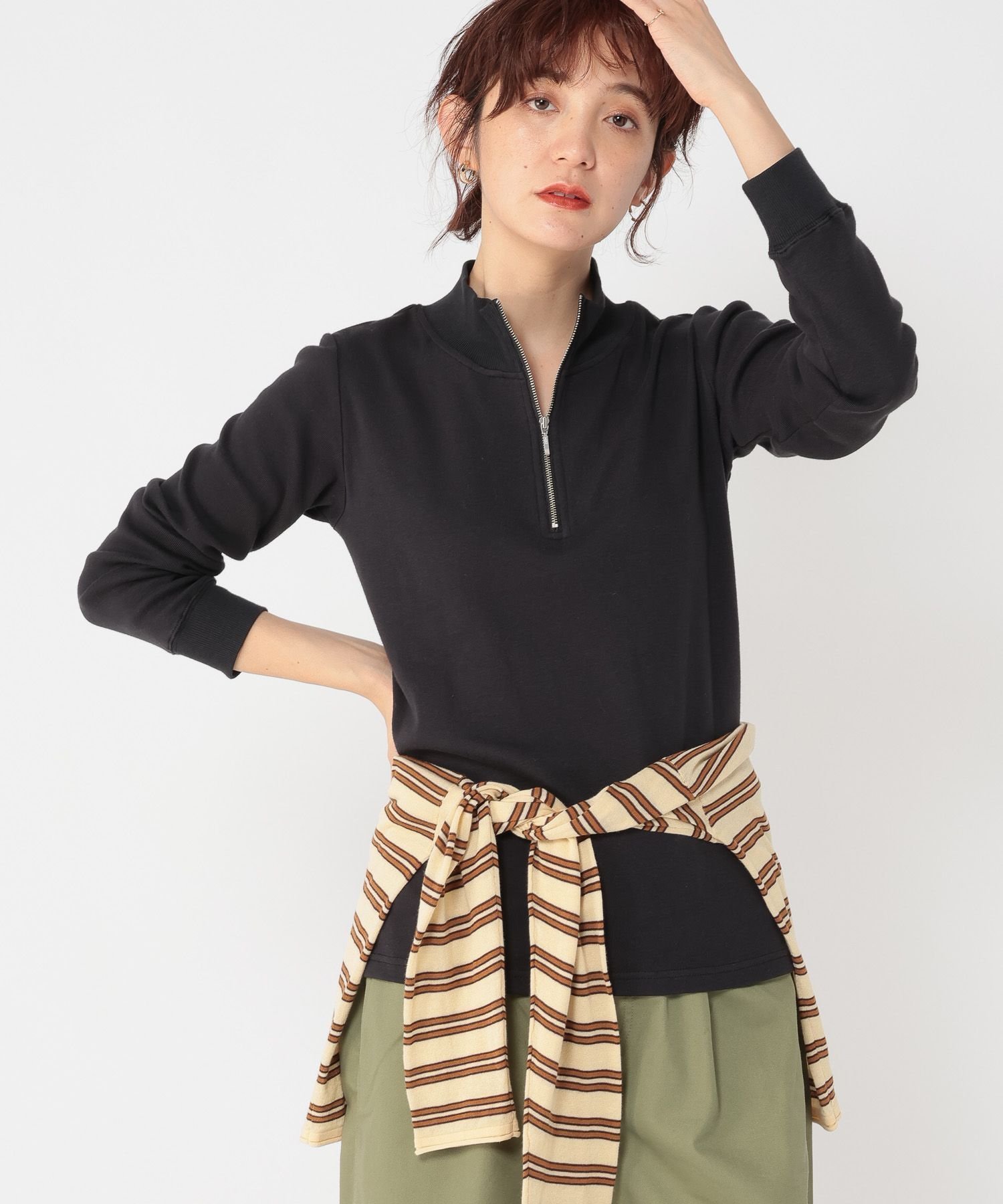 【スタディオ クリップ/studio CLIP】の《days》ハーフジッププルオーバー インテリア・キッズ・メンズ・レディースファッション・服の通販 founy(ファニー) 　ファッション　Fashion　レディースファッション　Fashion for Women　トップス・カットソー　Cut & Sew Tops　カジュアルプルオーバー・ニットトップス　Pullovers & Knit Tops / Casual Pullovers　おすすめ　Recommended / Our Picks　カットソー　Cut and Sewn Top　コンパクト　Compact, Small Size　シルバー　Silver, Metallic Silver　シンプル　Simple, Minimal　ブルゾン　Blouson, Bomber Jacket　ベーシック　Basic, Essential　ブラック19|ID: prp329100004783674 ipo3291000000034775228