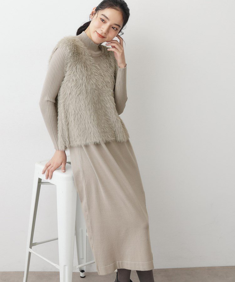 【デッサン/Dessin】の【2点セット・洗える】シャギーベストニットワンピース インテリア・キッズ・メンズ・レディースファッション・服の通販 founy(ファニー) 　ファッション　Fashion　レディースファッション　Fashion for Women　アウター　Coat / Outerwear Collection　ワンピース　Dresses　ニットワンピース　Knit Dresses　おすすめ　Recommended / Our Picks　なめらか　Smooth, Silky Texture　シンプル　Simple, Minimal　スマート　Smart, Elegant　セットアップ　Set-Up, Coordinated Outfit　タートル　Turtleneck, Turtle Collar　デニム　Denim, Jeans Material　ベスト　Vest, Waistcoat　ポケット　Pocket, Pocket Detail　洗える　Machine Washable　ライトグレー|ID: prp329100004783694 ipo3291000000034719071