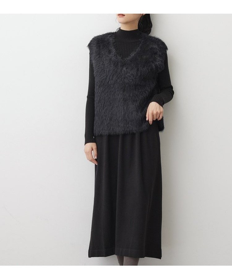 【デッサン/Dessin】の【2点セット・洗える】シャギーベストニットワンピース インテリア・キッズ・メンズ・レディースファッション・服の通販 founy(ファニー) 　ファッション　Fashion　レディースファッション　Fashion for Women　アウター　Coat / Outerwear Collection　ワンピース　Dresses　ニットワンピース　Knit Dresses　おすすめ　Recommended / Our Picks　なめらか　Smooth, Silky Texture　シンプル　Simple, Minimal　スマート　Smart, Elegant　セットアップ　Set-Up, Coordinated Outfit　タートル　Turtleneck, Turtle Collar　デニム　Denim, Jeans Material　ベスト　Vest, Waistcoat　ポケット　Pocket, Pocket Detail　洗える　Machine Washable　ブラック|ID: prp329100004783694 ipo3291000000034719072