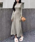 【ミニミニストア/miniministore】のリブニットワンピース 長袖 ロングワンピ グレイッシュベージュ|ID: prp329100004783696 ipo3291000000034719084
