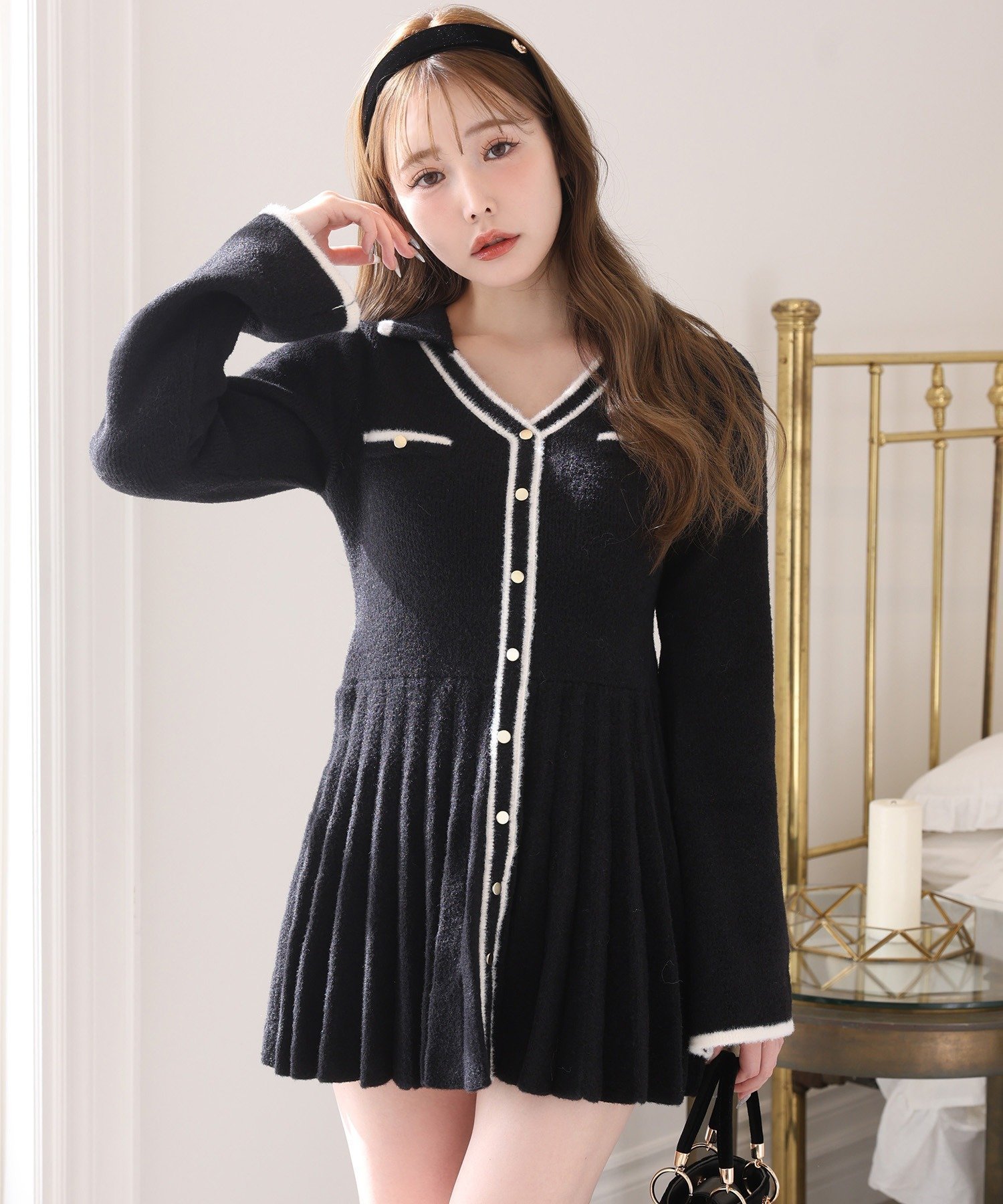 【ナイスクラップ/NICE CLAUP】の襟付きニットミニワンピース 人気、トレンドファッション・服の通販 founy(ファニー) ファッション Fashion レディースファッション Fashion for Women ワンピース Dresses 2025年 2025 2025-2026秋冬・A/W Autumn/Winter 2025–26 AW25–26 冬 Winter / This Winter おすすめ Recommended / Our Picks フェミニン Feminine, Girly フロント Front, Front Design プリーツ Pleats, Pleated ロング Long, Long-Length ワンポイント One Point, Statement Accent other-1|ID: prp329100004783708 ipo3291000000034719166