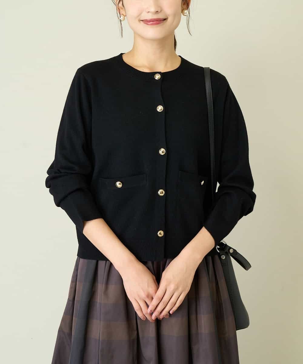 【アー ヴェー ヴェー/a.v.v】のミラノリブニットカーディガン 人気、トレンドファッション・服の通販 founy(ファニー) 　ファッション　Fashion　レディースファッション　Fashion for Women　トップス・カットソー　Cut & Sew Tops　ニット　Knit Tops & Sweaters　カーディガン・羽織り　Layered Style Cardigans　カーディガン　Cardigan, Knitwear　コンパクト　Compact, Small Size　ジャケット　Jacket, Outerwear　デニム　Denim, Jeans Material　フレア　Flare, Flared　フロント　Front, Front Design　ポケット　Pocket, Pocket Detail　ミラノリブ　Milano Rib, Milano Stitch　メタル　Metal, Metal Parts　再入荷　Restock / Back in Stock　おすすめ　Recommended / Our Picks　エレガント 上品　Elegant　 other-1|ID: prp329100004783713 ipo3291000000034719216