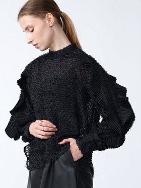 【ラシュッド/LASUD】のフリルプリーツシアーブラウス 人気、トレンドファッション・服の通販 founy(ファニー) ファッション Fashion レディースファッション Fashion for Women トップス・カットソー Cut & Sew Tops シャツ・ブラウス・オフィスカジュアル Elegant Blouses & Button-Ups カットジャガード Cut Jacquard シアー Sheer, See-Through ドレープ Drape, Draping Fabric プリーツ Pleats, Pleated ベスト Vest, Waistcoat おすすめ Recommended / Our Picks エレガント 上品 Elegant |ID:prp329100004783717