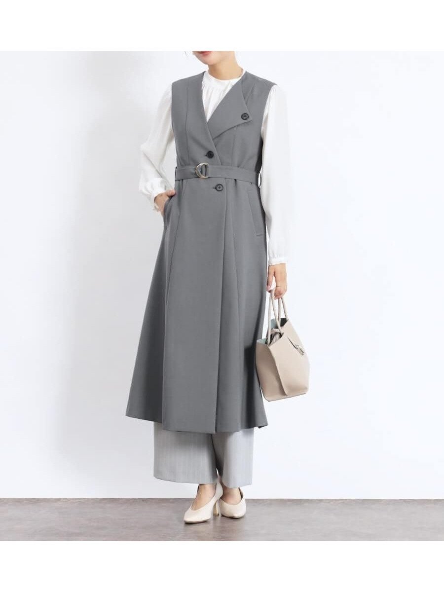 【ヴァン/Vin】のアシンメトリーラペルジレワンピース インテリア・キッズ・メンズ・レディースファッション・服の通販 founy(ファニー) 　ファッション　Fashion　レディースファッション　Fashion for Women　アウター　Coat / Outerwear Collection　おすすめ　Recommended / Our Picks　アシンメトリー　Asymmetrical Style　デニム　Denim, Jeans Material　フロント　Front, Front Design　メランジ　Melange, Mixed Yarn　ロング　Long, Long-Length　アッシュグレー|ID: prp329100004783738 ipo3291000000035179138