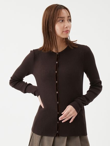 【ミラオーウェン/Mila Owen】のベロアリブニットカーディガン インテリア・キッズ・メンズ・レディースファッション・服の通販 founy(ファニー) 　ファッション　Fashion　レディースファッション　Fashion for Women　トップス・カットソー　Cut & Sew Tops　ニット　Knit Tops & Sweaters　カーディガン・羽織り　Layered Style Cardigans　ベロアトップス　Velour Tops / Velvet-Look Items　インナー　Innerwear　カーディガン　Cardigan, Knitwear　シアー　Sheer, See-Through　スタイリッシュ　Stylish, Fashionable　スマート　Smart, Elegant　トレンド　Trend, Trending Now　パターン　Pattern, Design Print　ベロア　Velour, Soft Velvet　羽織　Haori, Light Jacket　ラグジュアリー　Luxury, Elegant　リブニット　Rib Knit, Ribbed Knit　BRW[058]|ID: prp329100004783763 ipo3291000000034719793