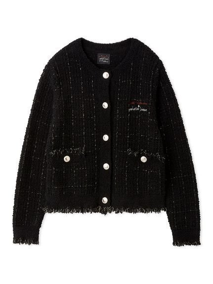 【ジェラート ピケ/gelato pique】の【JOEL ROBUCHON】ツイードモコクルーネックカーディガン インテリア・キッズ・メンズ・レディースファッション・服の通販 founy(ファニー) 　ファッション　Fashion　レディースファッション　Fashion for Women　トップス・カットソー　Cut & Sew Tops　カーディガン・羽織り　Layered Style Cardigans　カーディガン　Cardigan, Knitwear　ジャケット　Jacket, Outerwear　スマート　Smart, Elegant　ツイード　Twill, Twill Weave　パウダー　Powder, Soft Tone　フリンジ　Fringe, Tassel　フレンチ　French, French Style　ミックス　Mix, Mixed Style　リラックス　Relax, Relaxed Fit　ロング　Long, Long-Length　エレガント 上品　Elegant　BLK[009]|ID: prp329100004783801 ipo3291000000034821740