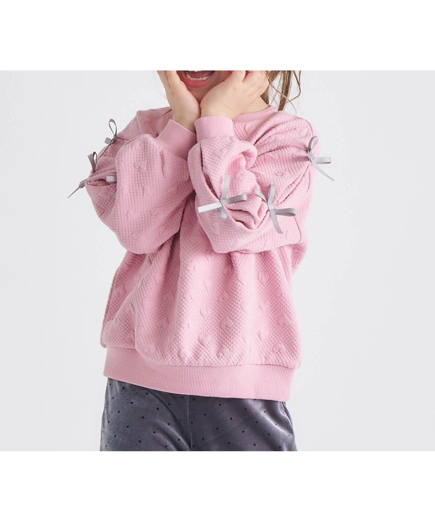 【エフオー オンラインストア/F.O.Online Store / KIDS】の袖リボンキルトトレーナー 人気、トレンドファッション・服の通販 founy(ファニー) ファッション Fashion キッズファッション Fashion for Kids トレーナー Sweatshirt, Trainer other-1|ID: prp329100004783885 ipo3291000000034773304