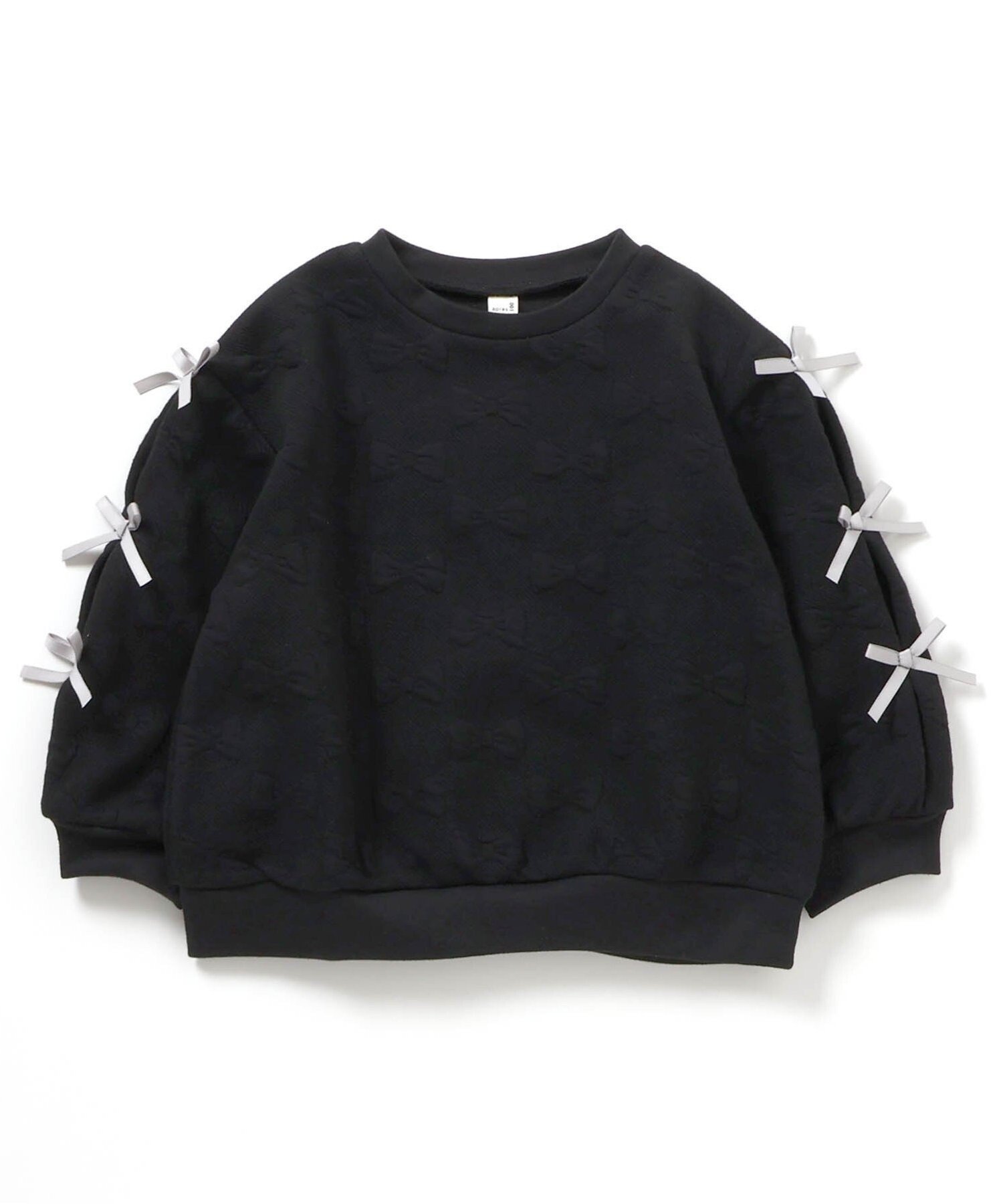 【エフオー オンラインストア/F.O.Online Store / KIDS】の袖リボンキルトトレーナー インテリア・キッズ・メンズ・レディースファッション・服の通販 founy(ファニー) ファッション Fashion キッズファッション Fashion for Kids トレーナー Sweatshirt, Trainer ブラック|ID: prp329100004783885 ipo3291000000034773306