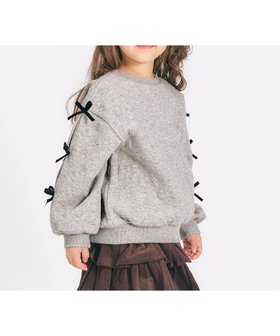 【エフオー オンラインストア/F.O.Online Store / KIDS】の袖リボンキルトトレーナー 人気、トレンドファッション・服の通販 founy(ファニー) ファッション Fashion キッズファッション Fashion for Kids トレーナー Sweatshirt, Trainer |ID:prp329100004783885