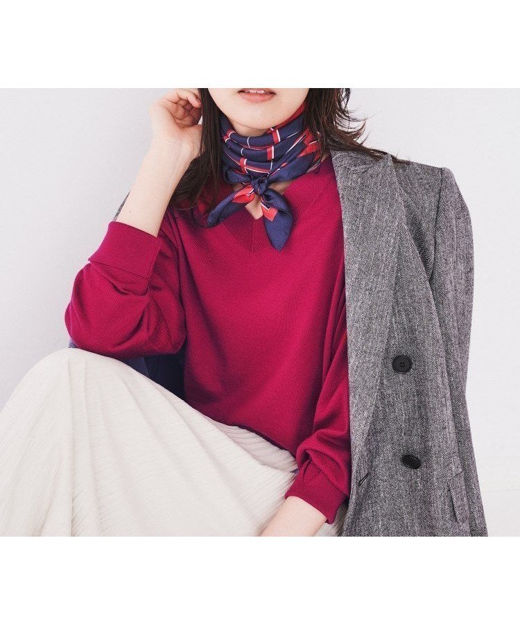 【アンタイトル/UNTITLED】の【アンサンブル可能/洗える】シルクウールカシミヤ Vネックニット インテリア・キッズ・メンズ・レディースファッション・服の通販 founy(ファニー) 　ファッション　Fashion　レディースファッション　Fashion for Women　トップス・カットソー　Cut & Sew Tops　ニット　Knit Tops & Sweaters　アンサンブルニット　Knit Ensembles & Twin Sets　Vネックトップス　V-Neck Tops / V-Cut Neckline Shirts　アンサンブル　Ensemble Set　洗える　Machine Washable　カフス　Cuff Design　コンパクト　Compact, Small Size　シルク　Silk, 100% Silk　スマート　Smart, Elegant　デコルテ　Décolleté, Neckline　定番　Standard, Basic Item　なめらか　Smooth, Silky Texture　ミックス　Mix, Mixed Style　ワイド　Wide, Wide Fit　おすすめ　Recommended / Our Picks　エレガント 上品　Elegant　ボルドー|ID: prp329100004783934 ipo3291000000034721792