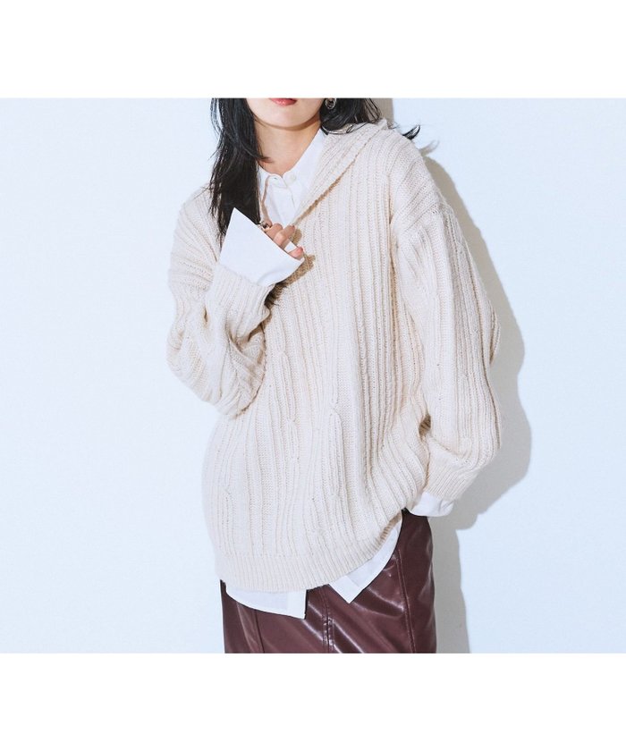 【ジーナシス/JEANASiS】の3.5Gキーネックニットフーディー インテリア・キッズ・メンズ・レディースファッション・服の通販 founy(ファニー) https://founy.com/ ファッション Fashion レディースファッション Fashion for Women トップス・カットソー Cut & Sew Tops ニット Knit Tops & Sweaters おすすめ Recommended / Our Picks アクセサリー Fashion Accessories インナー Innerwear ジャケット Jacket, Outerwear タートルネック Turtleneck, High Neck デニム Denim, Jeans Material ボトム Bottoms, Lower Wear ルーズ Loose, Oversized 今季 This Season, Current Season |ID: prp329100004783938 ipo3291000000034721854