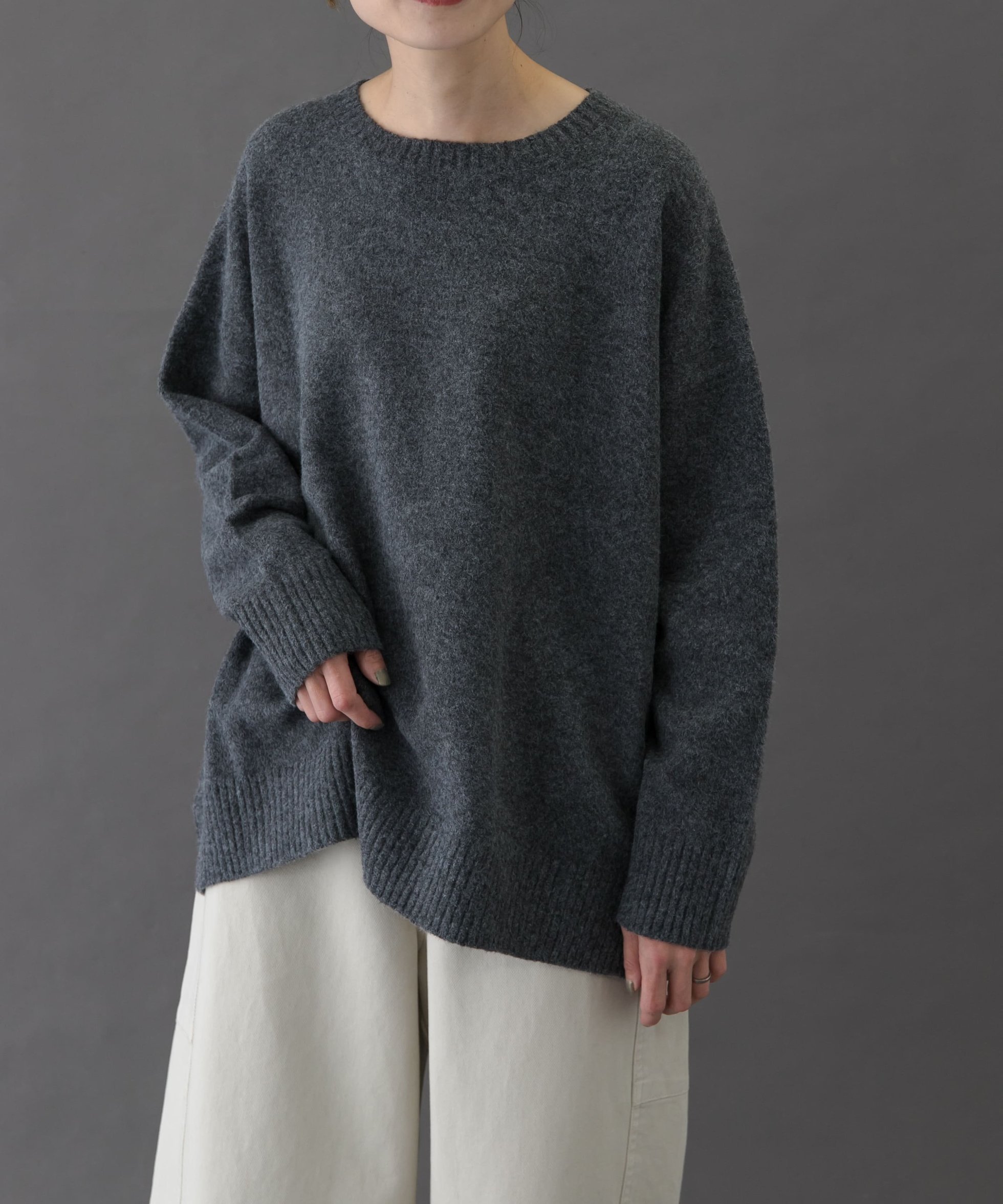 【アーバンリサーチ ドアーズ/URBAN RESEARCH DOORS】のFORK SPOON コットンブレンドチュニックニット インテリア・キッズ・メンズ・レディースファッション・服の通販 founy(ファニー) 　ファッション　Fashion　レディースファッション　Fashion for Women　トップス・カットソー　Cut & Sew Tops　ニット　Knit Tops & Sweaters　2025年　2025　2025-2026秋冬・A/W　Autumn/Winter 2025–26 AW25–26　冬　Winter / This Winter　なめらか　Smooth, Silky Texture　コンパクト　Compact, Small Size　チュニック　Tunic, Long Top　ベーシック　Basic, Essential　ワイド　Wide, Wide Fit　A/W・秋冬　Autumn/Winter　グレー|ID: prp329100004783945 ipo3291000000034986650