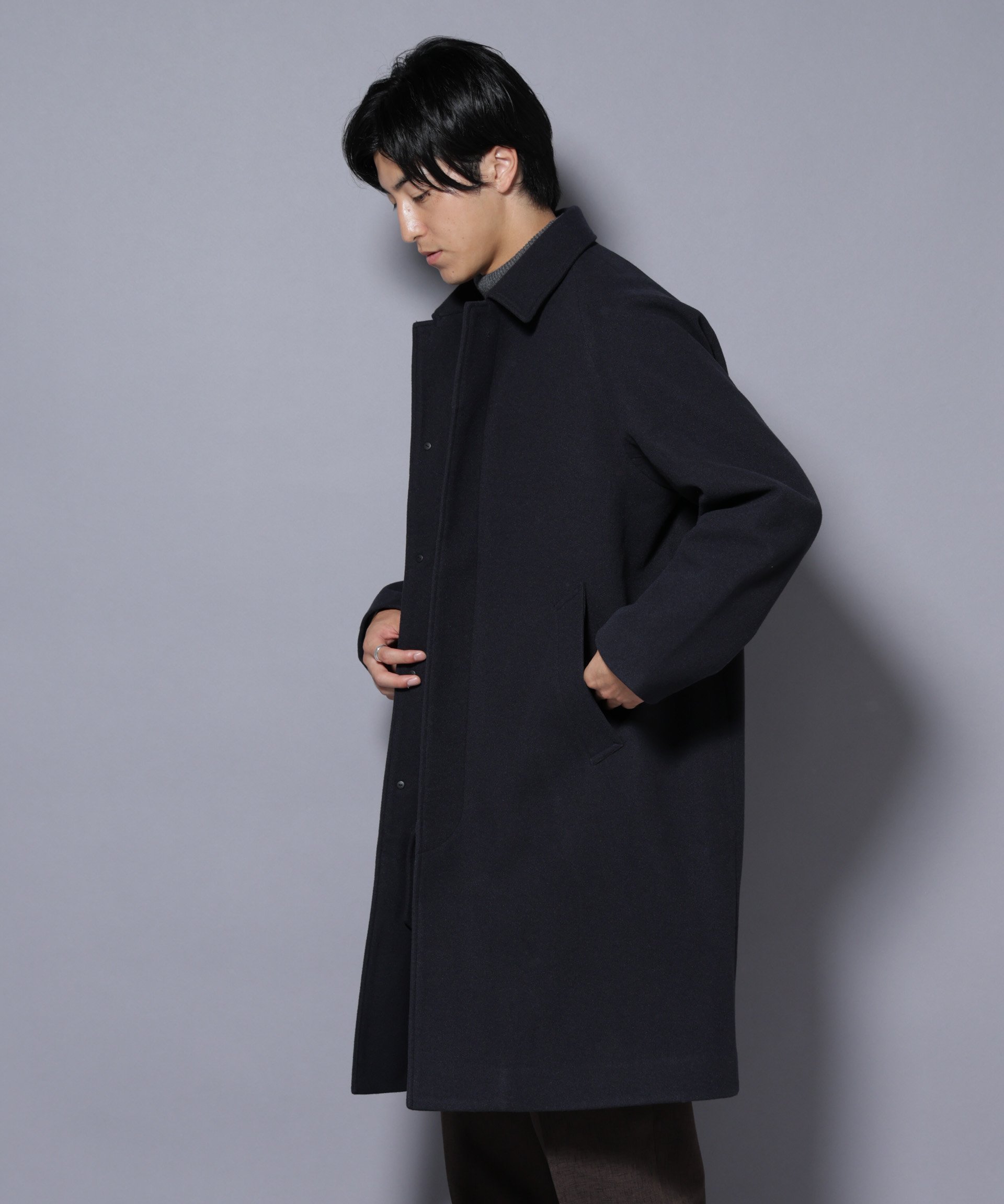 【ナノ ユニバース/nano universe / MEN】のテックメルトンステンカラーコート インテリア・キッズ・メンズ・レディースファッション・服の通販 founy(ファニー) 　ファッション　Fashion　メンズファッション　Fashion for Men　軽量　Lightweight, Ultra Light　シンプル　Simple, Minimal　スタンダード　Standard, Basic　スリーブ　Sleeve, Long Sleeve / Short Sleeve　タートルネック　Turtleneck, High Neck　定番　Standard, Basic Item　パターン　Pattern, Design Print　ポケット　Pocket, Pocket Detail　メルトン　Melton, Heavy Wool　リラックス　Relax, Relaxed Fit　A/W・秋冬　Autumn/Winter　冬　Winter / This Winter　おすすめ　Recommended / Our Picks　2025年　2025　2025-2026秋冬・A/W　Autumn/Winter 2025–26 AW25–26　ネイビー|ID: prp329100004783954 ipo3291000000035185955