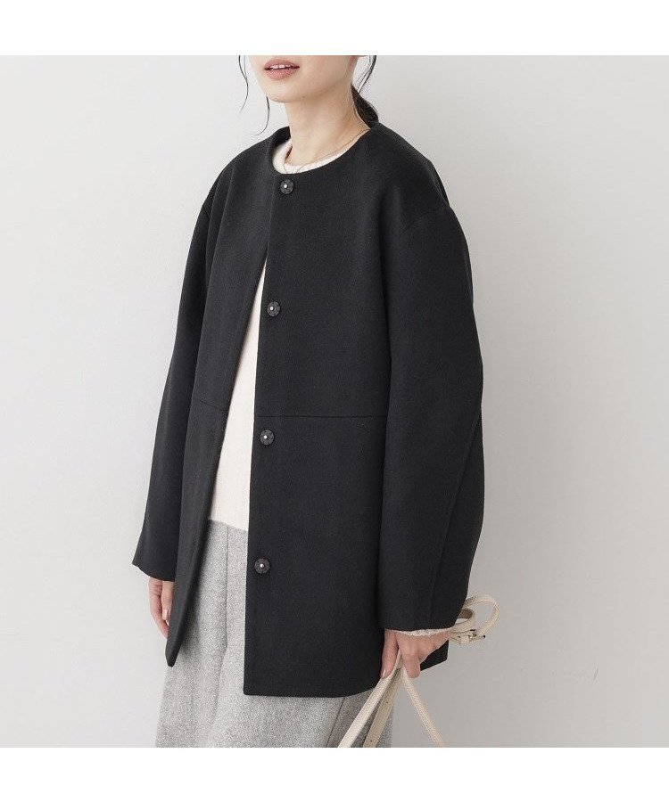 【デッサン/Dessin】のウール混クルーネックコート インテリア・キッズ・メンズ・レディースファッション・服の通販 founy(ファニー) 　ファッション　Fashion　レディースファッション　Fashion for Women　アウター　Coat / Outerwear Collection　コート・ロングコート・ピーコート　Long Coats, Peacoats & More　インナー　Innerwear　ショルダー　Shoulder, Shoulder Strap　スウェット / スエット　Sweatshirt, Sweatwear　ストール　Stole, Wrap　スマート　Smart, Elegant　タートル　Turtleneck, Turtle Collar　デニム　Denim, Jeans Material　ドロップ　Drop Shoulder, Dropped Style　バランス　Balance, Style Balance　パッチ　Patch, Appliqué　プリーツ　Pleats, Pleated　ボーダー　Border, Stripe　ポケット　Pocket, Pocket Detail　ミドル　Middle Length, Mid Height　モノトーン　Monotone, Black and White　ビジネス 仕事 通勤　Business / Work / Commuting　ブラック|ID: prp329100004784059 ipo3291000000035047289