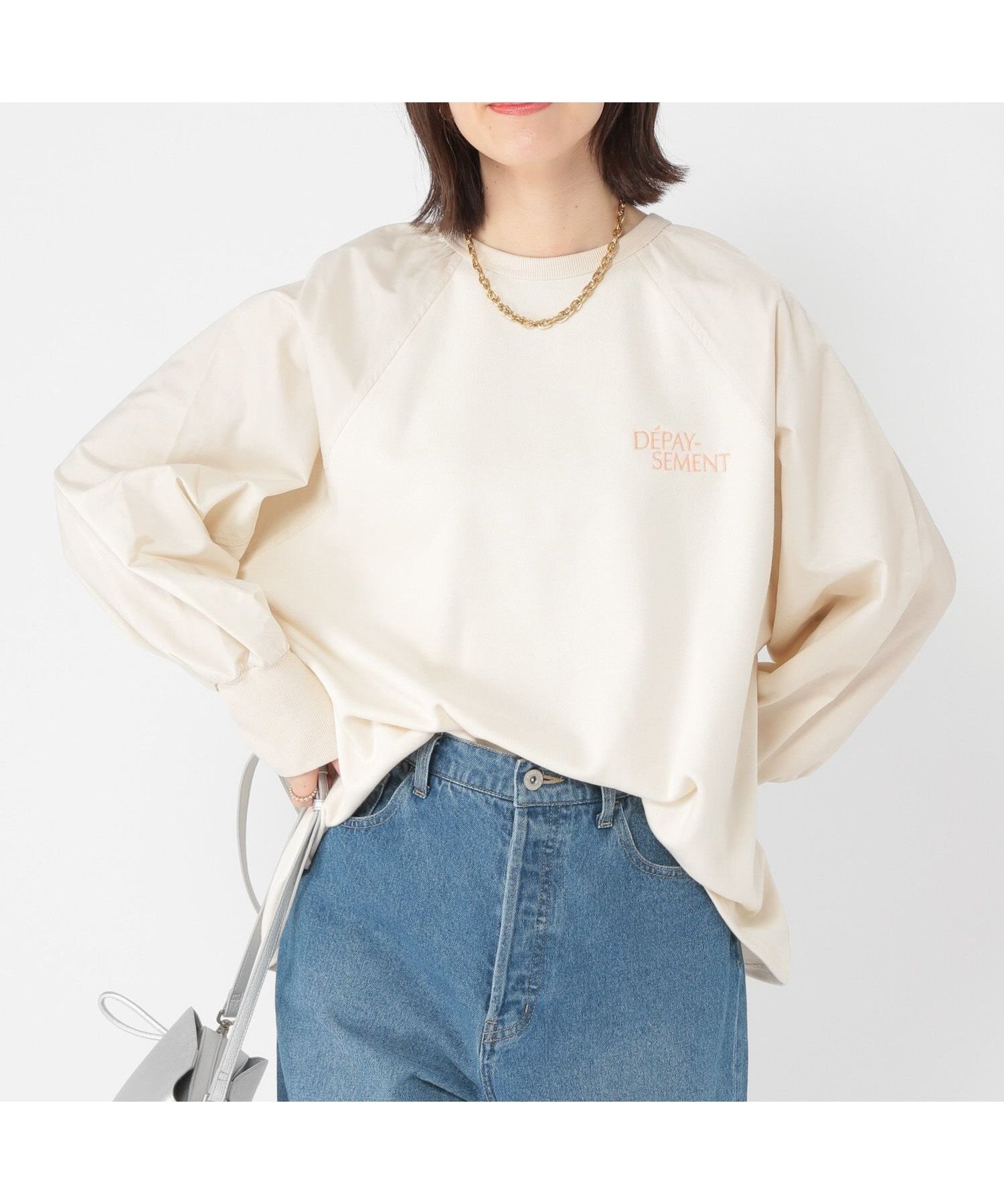 【スタディオ クリップ/studio CLIP】の布帛切り替えラグランプルオーバー インテリア・キッズ・メンズ・レディースファッション・服の通販 founy(ファニー) ファッション Fashion レディースファッション Fashion for Women トップス・カットソー Cut & Sew Tops カジュアルプルオーバー・ニットトップス Pullovers & Knit Tops / Casual Pullovers おすすめ Recommended / Our Picks デニム Denim, Jeans Material ルーズ Loose, Oversized ワイド Wide, Wide Fit 春 Spring アイボリー×ベージュ52|ID: prp329100004784103 ipo3291000000034913487