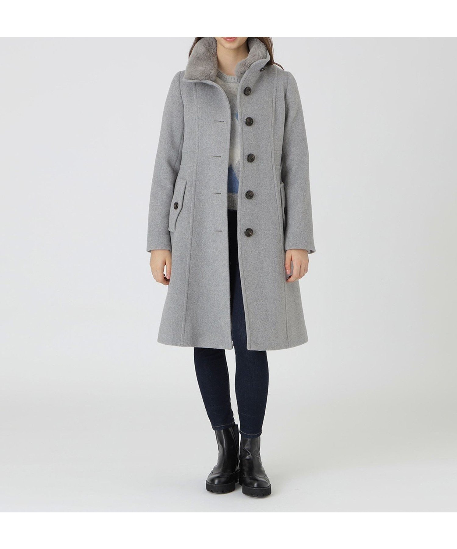 【ブルーレーベル クレストブリッジ/BLUE LABEL CRESTBRIDGE】のファインダブルビーバースタンドカラーコート インテリア・キッズ・メンズ・レディースファッション・服の通販 founy(ファニー) ファッション Fashion レディースファッション Fashion for Women アウター Coat / Outerwear Collection コート・ロングコート・ピーコート Long Coats, Peacoats & More スタンド Stand Collar, Upright Stand ダブル Double, Double-Breasted フィット Fit, Slim Fit フレア Flare, Flared プリーツ Pleats, Pleated ボックス Boxy, Box Shape ヨーク Yoke, Yoke Design 定番 Standard, Basic Item グレー|ID: prp329100004784227 ipo3291000000034880703