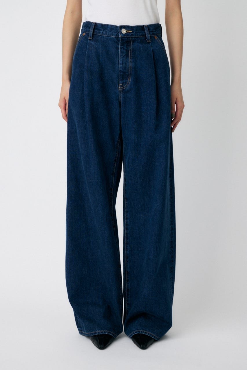 【マウジー/moussy】のTUCK WIDE ストレートデニム 人気、トレンドファッション・服の通販 founy(ファニー) 　ファッション　Fashion　レディースファッション　Fashion for Women　クラシカル　Classical, Vintage-Inspired　クラッシュ　Distressed, Crashed Style　ストレート　Straight, Straight Cut　ダメージ　Distressed, Destroyed　デニム　Denim, Jeans Material　定番　Standard, Basic Item　パッチ　Patch, Appliqué　ポケット　Pocket, Pocket Detail　ワイド　Wide, Wide Fit　 other-1|ID: prp329100004784240 ipo3291000000034726390