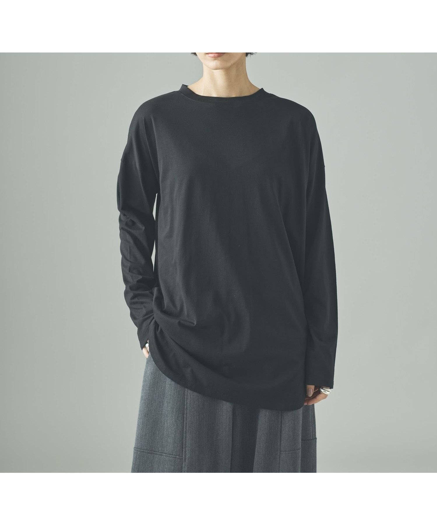 【カレンソロジー/Curensology】のシャツテイルロングTシャツ インテリア・キッズ・メンズ・レディースファッション・服の通販 founy(ファニー) 　ファッション　Fashion　レディースファッション　Fashion for Women　トップス・カットソー　Cut & Sew Tops　シャツ・ブラウス・オフィスカジュアル　Elegant Blouses & Button-Ups　ロングTシャツ・Tシャツ　Longline T-Shirts & Tees　おすすめ　Recommended / Our Picks　エレガント 上品　Elegant　ブラック09|ID: prp329100004784249 ipo3291000000034726582