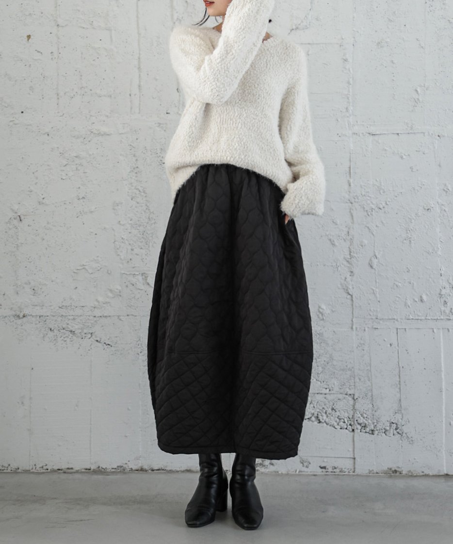 【ラジュール/Lajour】のキルティングコクーンスカート インテリア・キッズ・メンズ・レディースファッション・服の通販 founy(ファニー) ファッション Fashion レディースファッション Fashion for Women スカート Skirts キルティング Quilted, Quilting キルト Quilt, Quilted Fabric ポケット Pocket, Pocket Detail A/W・秋冬 Autumn/Winter ブラック|ID: prp329100004784277 ipo3291000000034823709