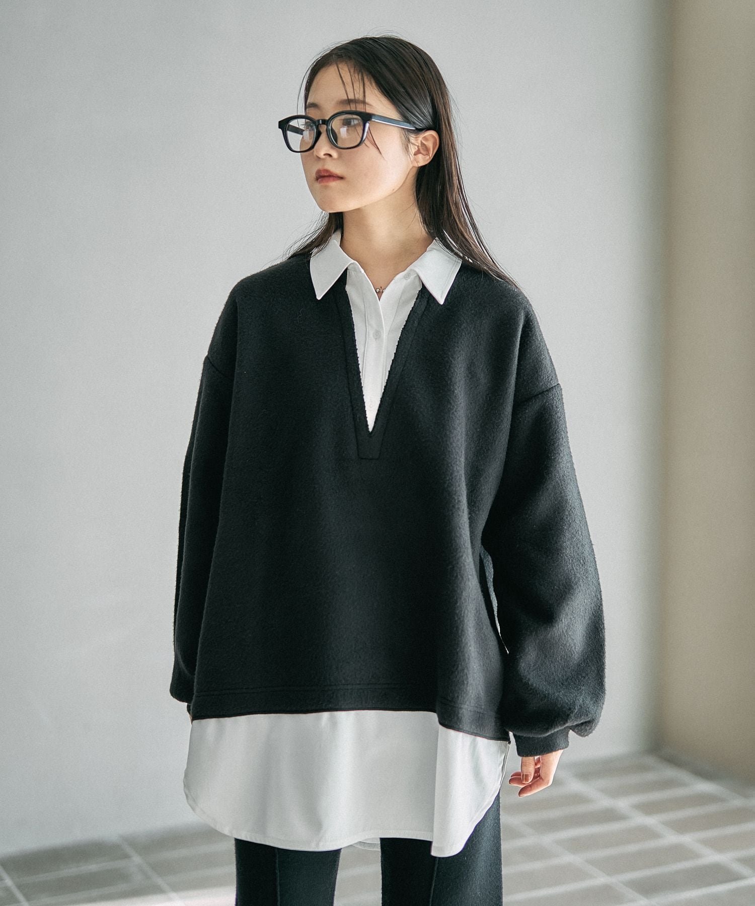 【レプシィム ローリーズファーム/LEPSIM LOWRYS FARM】のシャツレイヤードライクチュニック インテリア・キッズ・メンズ・レディースファッション・服の通販 founy(ファニー) ファッション Fashion レディースファッション Fashion for Women トップス・カットソー Cut & Sew Tops シャツ・ブラウス・オフィスカジュアル Elegant Blouses & Button-Ups おすすめ Recommended / Our Picks インナー Innerwear チュニック Tunic, Long Top ドッキング Docking, Mixed Material ワイド Wide, Wide Fit ブラック09|ID: prp329100004784284 ipo3291000000034884051