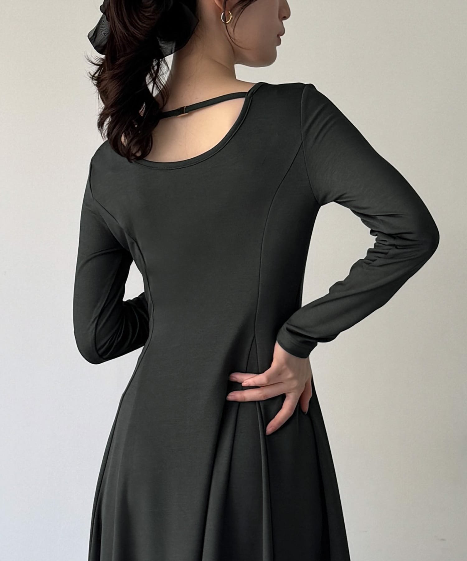 【ジュノア/JUNOAH】のカットソーフレアワンピース(薄手・裏地なし) インテリア・キッズ・メンズ・レディースファッション・服の通販 founy(ファニー) 　ファッション　Fashion　レディースファッション　Fashion for Women　ワンピース　Dresses　ダークグレー|ID: prp329100004784292 ipo3291000000034929191