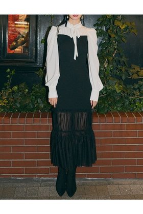 【リエンダ/rienda】のチュールドッキングニットマーメイドワンピース 人気、トレンドファッション・服の通販 founy(ファニー) ファッション Fashion レディースファッション Fashion for Women ワンピース Dresses ギャザー Gathered, Ruffled チュール Tulip, Tulip Motif ドッキング Docking, Mixed Material ラグジュアリー Luxury, Elegant リボン Ribbon, Bow ロマンティック Romantic, Feminine Style 冬 Winter / This Winter 再入荷 Restock / Back in Stock |ID:prp329100004784299