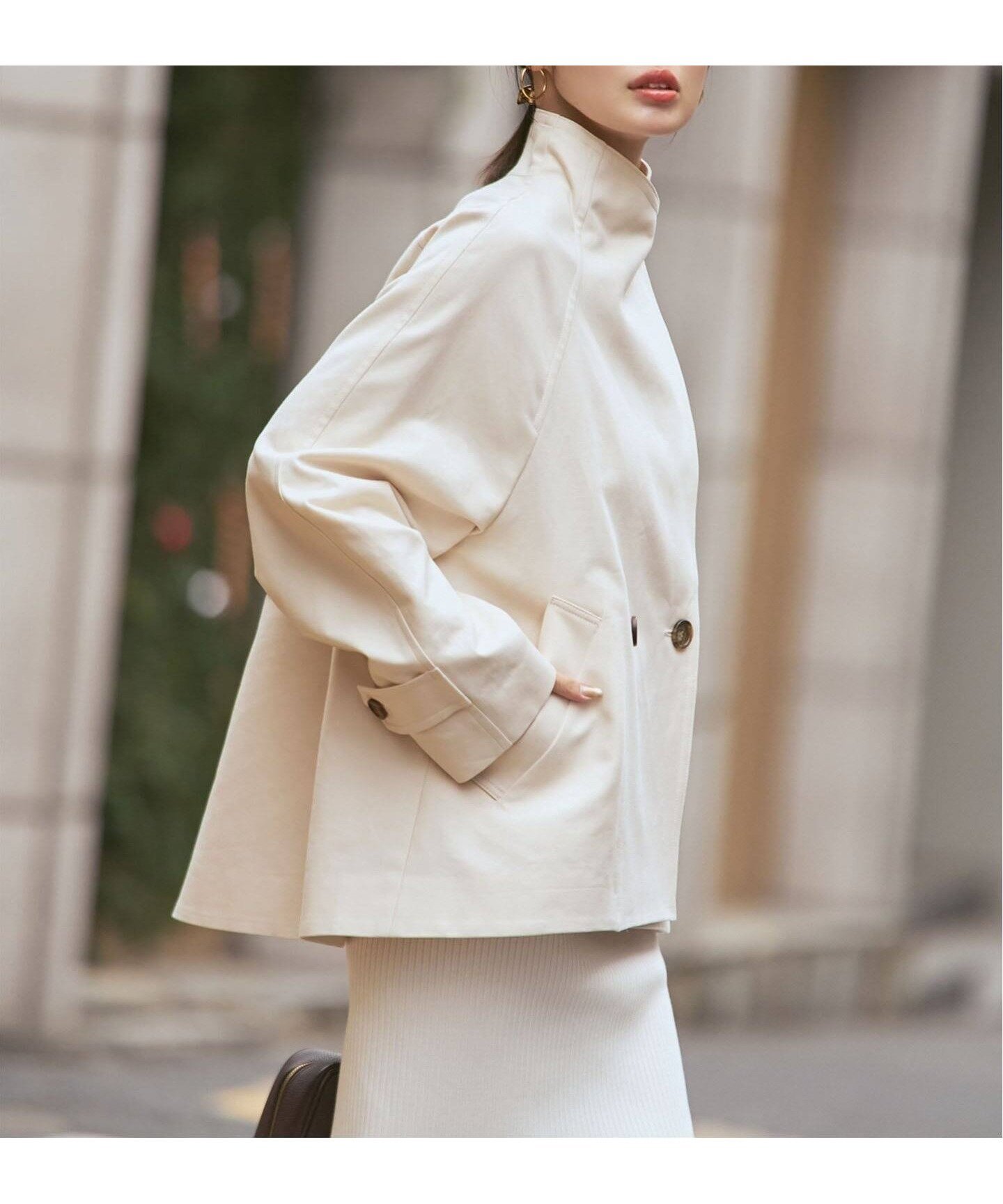 【ノーブル / スピック&スパン/NOBLE / Spick & Span】のコットンダブルクロススタンドショートコート インテリア・キッズ・メンズ・レディースファッション・服の通販 founy(ファニー) 　ファッション　Fashion　レディースファッション　Fashion for Women　アウター　Coat / Outerwear Collection　コート・ロングコート・ピーコート　Long Coats, Peacoats & More　ショート　Short, Short Length　スリーブ　Sleeve, Long Sleeve / Short Sleeve　ハイネック　High Neck, Mock Neck　ヴィンテージ　Vintage Style　ナチュラル|ID: prp329100004784307 ipo3291000000035178193