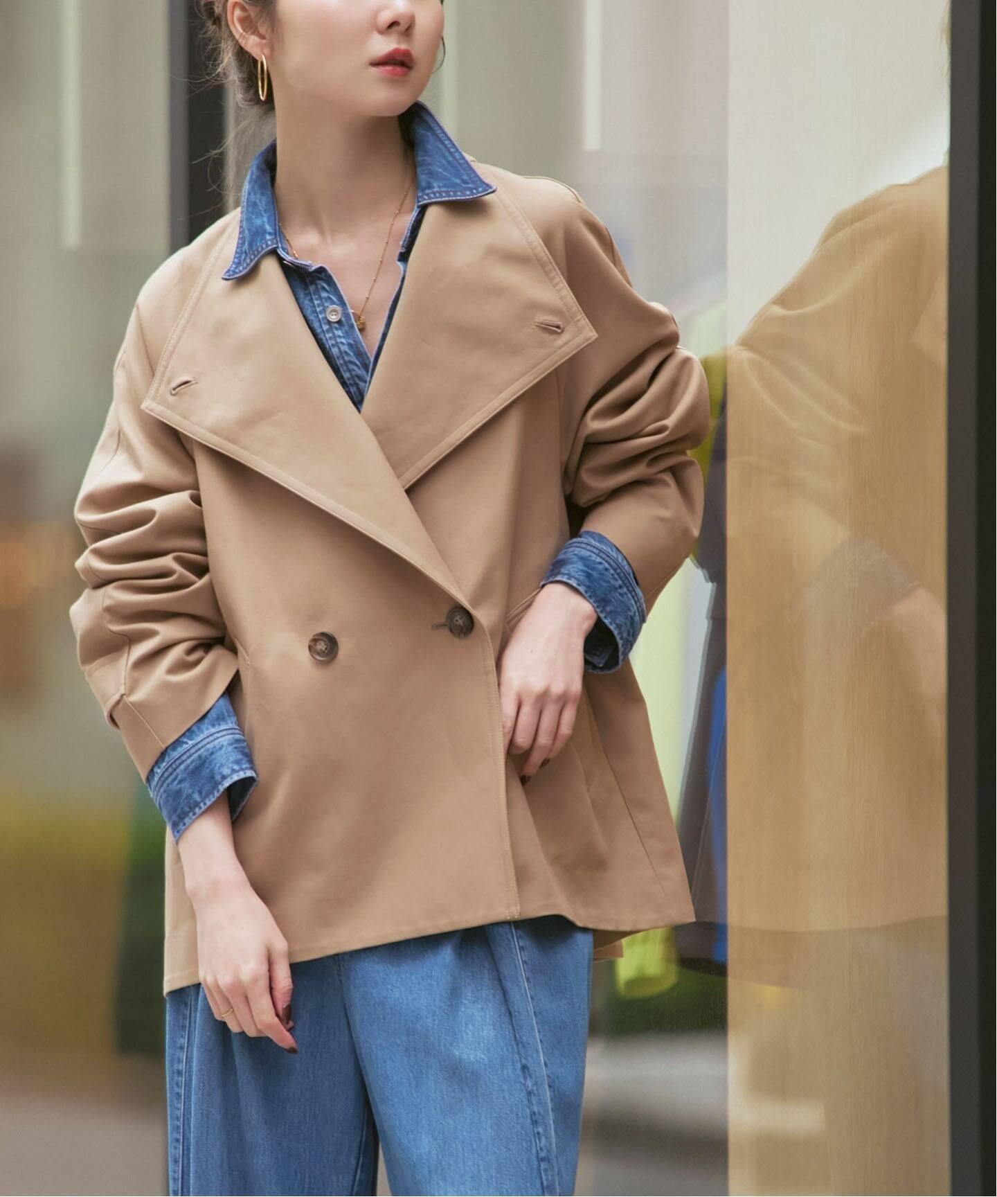 【ノーブル / スピック&スパン/NOBLE / Spick & Span】のコットンダブルクロススタンドショートコート インテリア・キッズ・メンズ・レディースファッション・服の通販 founy(ファニー) 　ファッション　Fashion　レディースファッション　Fashion for Women　アウター　Coat / Outerwear Collection　コート・ロングコート・ピーコート　Long Coats, Peacoats & More　ショート　Short, Short Length　スリーブ　Sleeve, Long Sleeve / Short Sleeve　ハイネック　High Neck, Mock Neck　ヴィンテージ　Vintage Style　ベージュ|ID: prp329100004784307 ipo3291000000035178194