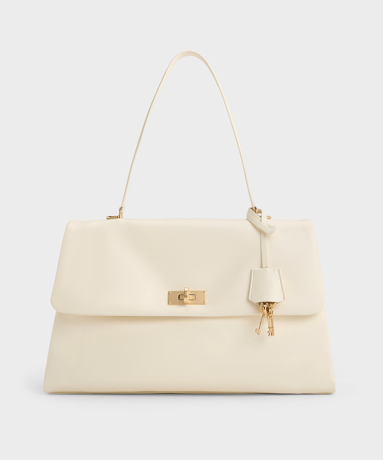 【チャールズ アンド キース/CHARLES & KEITH】のKerry ケリー トップハンドルサッチェルバッグ インテリア・キッズ・メンズ・レディースファッション・服の通販 founy(ファニー) 　ファッション　Fashion　レディースファッション　Fashion for Women　バッグ　Bags　ショルダー　Shoulder, Shoulder Strap　セパレート　Separate, Two-Piece　チャーム　Charm, Pendant　トレンド　Trend, Trending Now　ビッグ　Big, Oversized　フォルム　Silhouette, Form　プリーツ　Pleats, Pleated　エレガント 上品　Elegant　今季　This Season, Current Season　ビジネス 仕事 通勤　Business / Work / Commuting　Cream|ID: prp329100004784343 ipo3291000000034729513