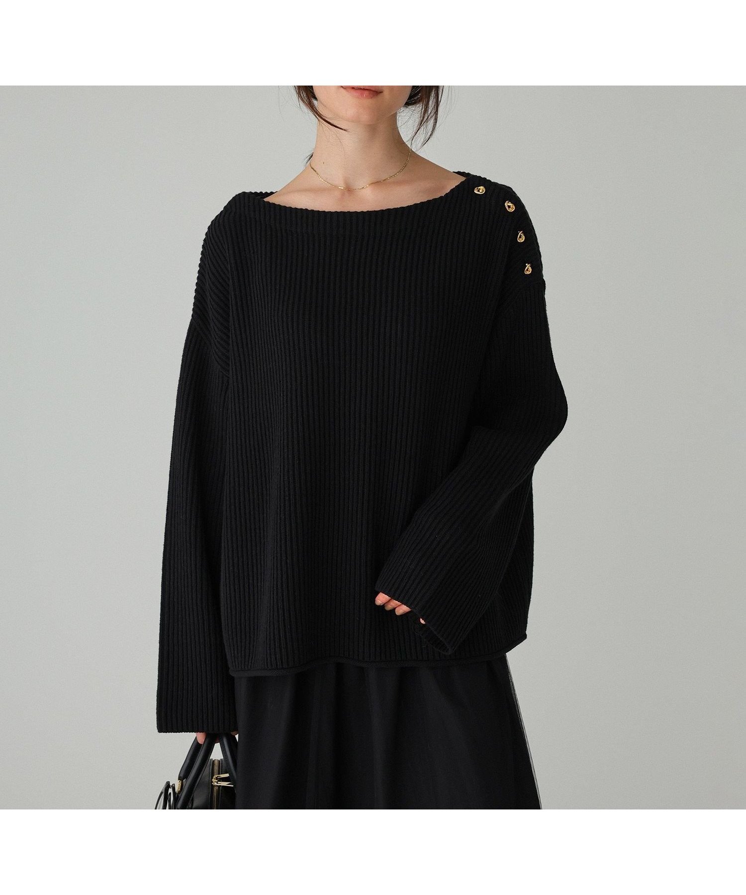 【バビロン/BABYLONE / KIDS】のショルダーボタンニットプルオーバー インテリア・キッズ・メンズ・レディースファッション・服の通販 founy(ファニー) ファッション Fashion キッズファッション Fashion for Kids トップス・カットソー Cut & Sew Tops アクリル Acrylic Material 冬 Winter / This Winter 再入荷 Restock / Back in Stock エレガント 上品 Elegant 2025年 2025 2025-2026秋冬・A/W Autumn/Winter 2025–26 AW25–26 ブラック19|ID: prp329100004784346 ipo3291000000034906355