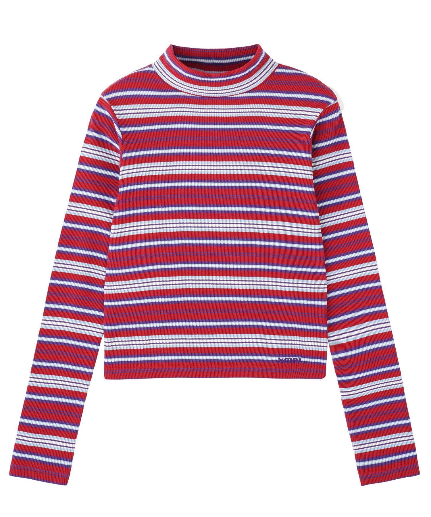 【エックスガール/X-girl】のSTRIPED HIGH NECK TOP インテリア・キッズ・メンズ・レディースファッション・服の通販 founy(ファニー) ファッション Fashion レディースファッション Fashion for Women ワンピース Dresses コンパクト Compact, Small Size ショート Short, Short Length テレコ Ribbed, Rib Stitch 長袖 Long Sleeve, Full Sleeve ハイネック High Neck, Mock Neck ボーダー Border, Stripe ミニスカート Mini Skirt, Short Skirt ロング Long, Long-Length ワンポイント One Point, Statement Accent おすすめ Recommended / Our Picks RED|ID: prp329100004784361 ipo3291000000034891721