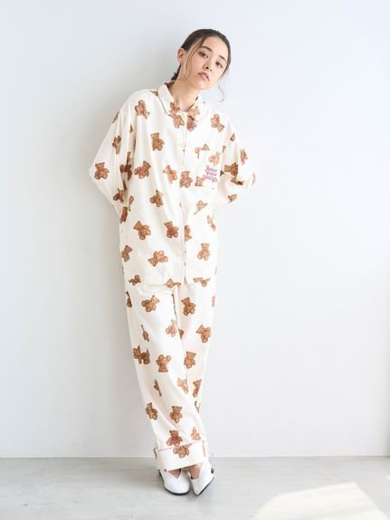 【ジェラート ピケ/gelato pique】の【HOLIDAY】ベア柄ネルロングパンツ インテリア・キッズ・メンズ・レディースファッション・服の通販 founy(ファニー) 　ファッション　Fashion　レディースファッション　Fashion for Women　パンツ　Pants & Trousers　ストレート　Straight, Straight Cut　スマート　Smart, Elegant　パイピング　Piping, Trim Design　プリント　Print, Printed Pattern　ボーダー　Border, Stripe　ポケット　Pocket, Pocket Detail　モチーフ　Motif, Design Theme　ロング　Long, Long-Length　ホリデーシーズン　Holiday Season　IVR[003]|ID: prp329100004784384 ipo3291000000034868431