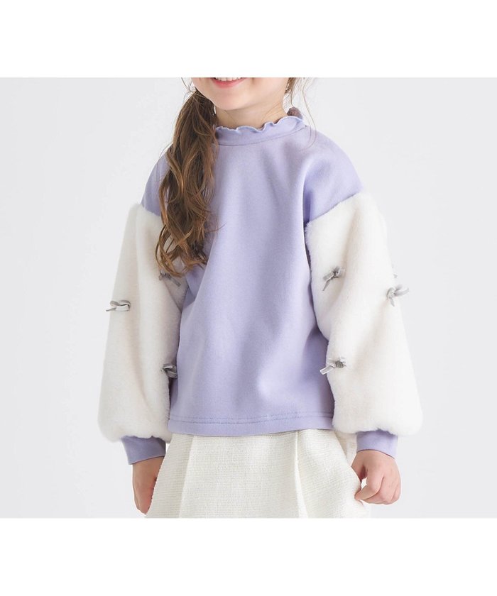 【エフオー オンラインストア/F.O.Online Store / KIDS】のWEB限定 裏シャギーファーリボントレーナー インテリア・キッズ・メンズ・レディースファッション・服の通販 founy(ファニー) https://founy.com/ ファッション Fashion キッズファッション Fashion for Kids ガーリー Girly, Feminine Style トレーナー Sweatshirt, Trainer |ID: prp329100004784431 ipo3291000000034731090