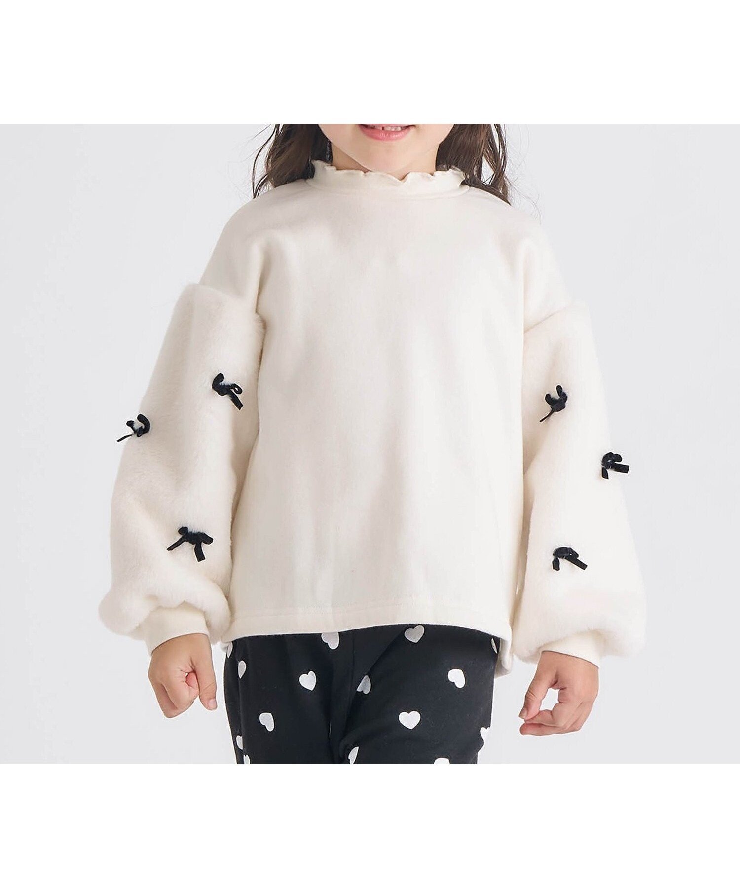 【エフオー オンラインストア/F.O.Online Store / KIDS】のWEB限定 裏シャギーファーリボントレーナー インテリア・キッズ・メンズ・レディースファッション・服の通販 founy(ファニー) ファッション Fashion キッズファッション Fashion for Kids ガーリー Girly, Feminine Style トレーナー Sweatshirt, Trainer アイボリー|ID: prp329100004784431 ipo3291000000034731096