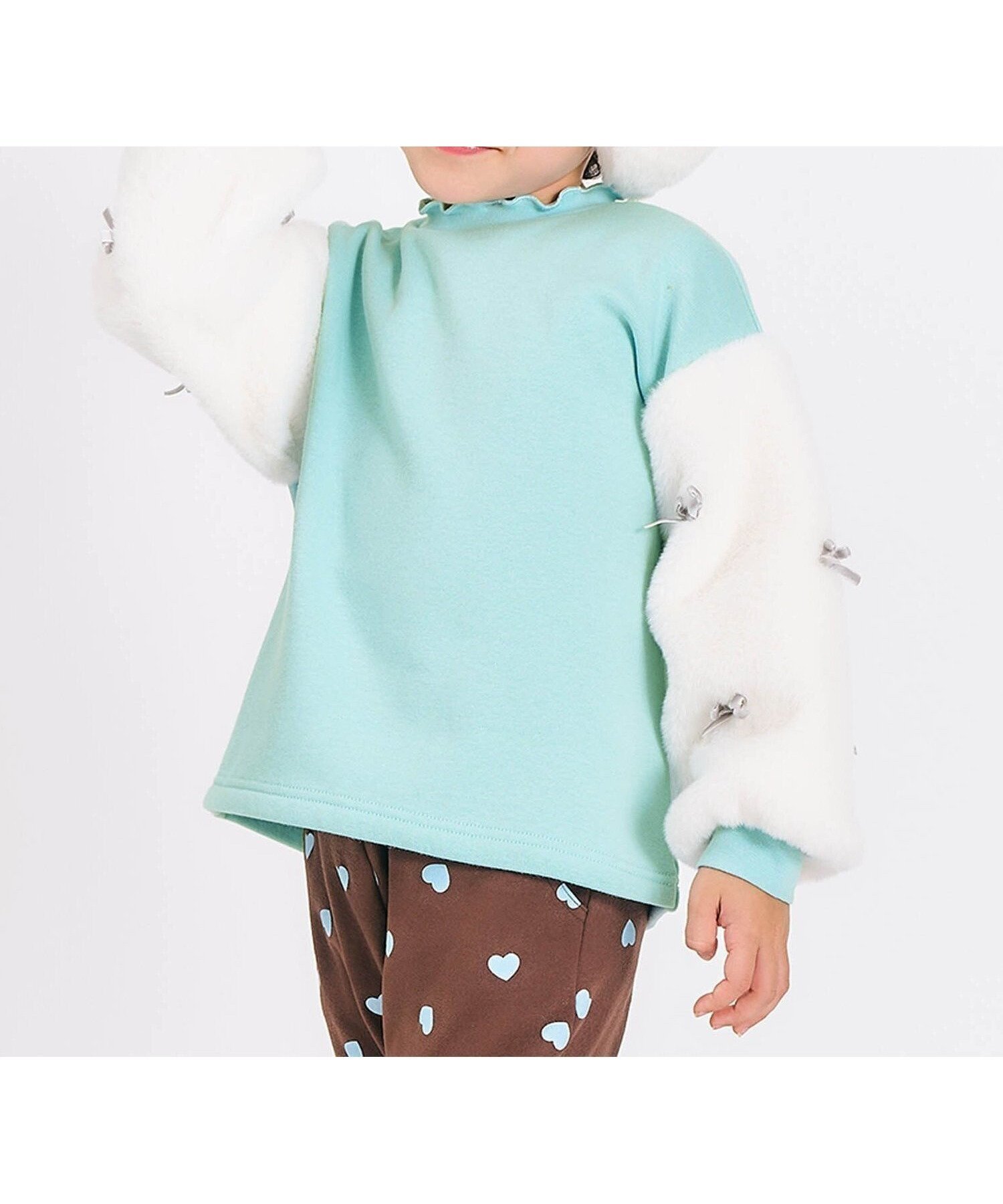 【エフオー オンラインストア/F.O.Online Store / KIDS】のWEB限定 裏シャギーファーリボントレーナー インテリア・キッズ・メンズ・レディースファッション・服の通販 founy(ファニー) ファッション Fashion キッズファッション Fashion for Kids ガーリー Girly, Feminine Style トレーナー Sweatshirt, Trainer ミント|ID: prp329100004784431 ipo3291000000034731098