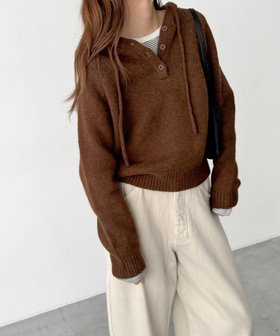 【キャナルジーン/CANAL JEAN】のEl mar ウールヘンリーパーカーニット 人気、トレンドファッション・服の通販 founy(ファニー) ファッション Fashion レディースファッション Fashion for Women トップス・カットソー Cut & Sew Tops ニット Knit Tops & Sweaters レディースパーカー・カジュアルフーディー Casual Hoodies & Sweatshirts おすすめ Recommended / Our Picks スリーブ Sleeve, Long Sleeve / Short Sleeve |ID:prp329100004784484