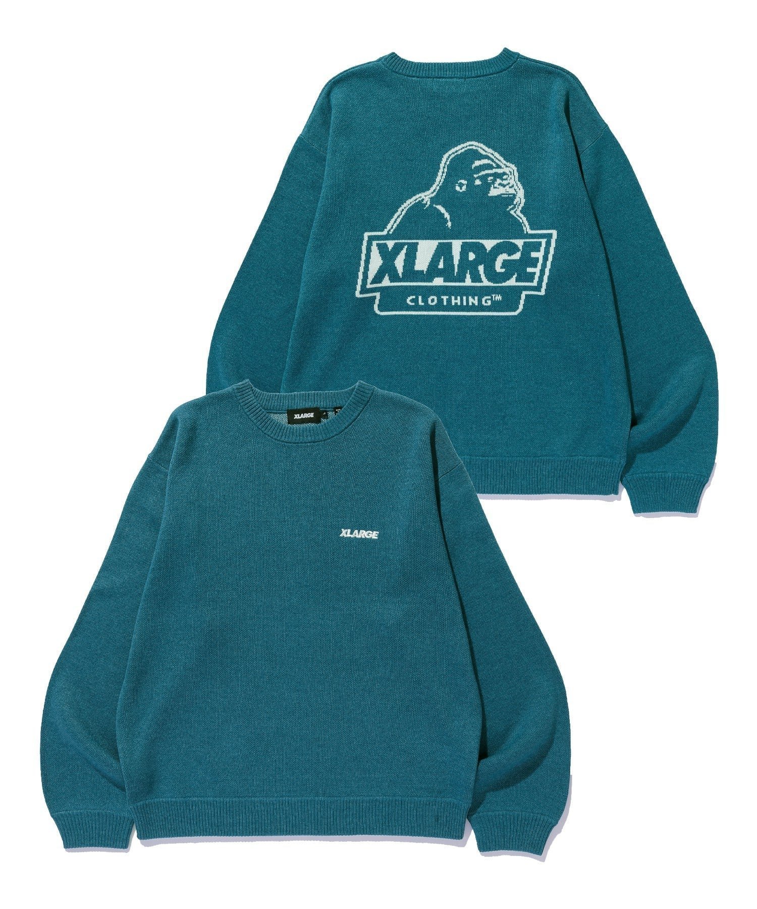 【エクストララージ/XLARGE】のSLANTED OG KNIT SWEATER インテリア・キッズ・メンズ・レディースファッション・服の通販 founy(ファニー) 　ファッション　Fashion　レディースファッション　Fashion for Women　トップス・カットソー　Cut & Sew Tops　ニット　Knit Tops & Sweaters　レディースパーカー・カジュアルフーディー　Casual Hoodies & Sweatshirts　スウェット・クルーネックトップス　Sweatshirts & Crewnecks / Relaxed Fit Sweat Tops　ベーシック　Basic, Essential　定番　Standard, Basic Item　A/W・秋冬　Autumn/Winter　BLUE|ID: prp329100004784519 ipo3291000000034795611
