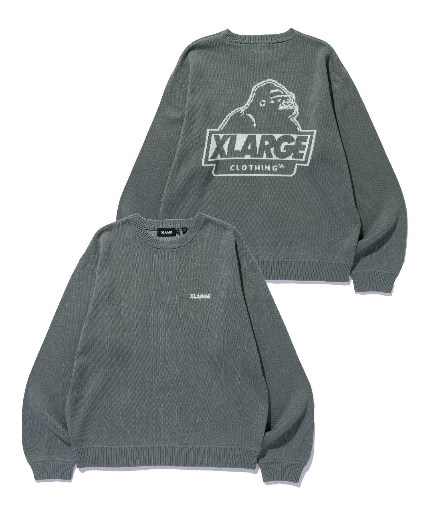 【エクストララージ/XLARGE】のSLANTED OG KNIT SWEATER インテリア・キッズ・メンズ・レディースファッション・服の通販 founy(ファニー) 　ファッション　Fashion　レディースファッション　Fashion for Women　トップス・カットソー　Cut & Sew Tops　ニット　Knit Tops & Sweaters　レディースパーカー・カジュアルフーディー　Casual Hoodies & Sweatshirts　スウェット・クルーネックトップス　Sweatshirts & Crewnecks / Relaxed Fit Sweat Tops　ベーシック　Basic, Essential　定番　Standard, Basic Item　A/W・秋冬　Autumn/Winter　GREY|ID: prp329100004784519 ipo3291000000034795613
