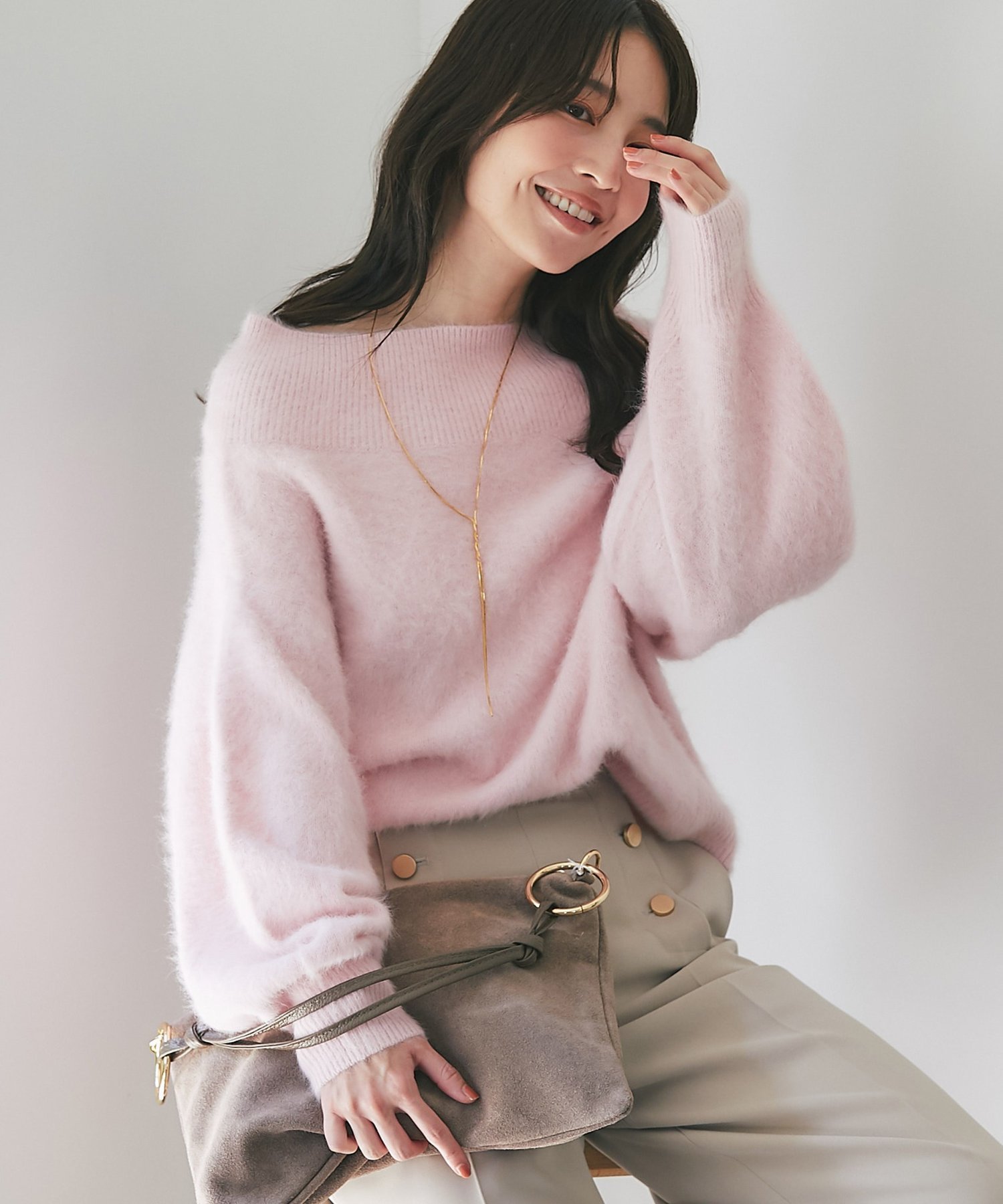 【ラブティックボンボン/La boutique BonBon】の【大人っぽニット】ヘアリーウールカシミア混リブネックオフショルニット インテリア・キッズ・メンズ・レディースファッション・服の通販 founy(ファニー) ファッション Fashion レディースファッション Fashion for Women トップス・カットソー Cut & Sew Tops ニット Knit Tops & Sweaters おすすめ Recommended / Our Picks デコルテ Décolleté, Neckline ボトム Bottoms, Lower Wear リラックス Relax, Relaxed Fit ピンク|ID: prp329100004784574 ipo3291000000034823535