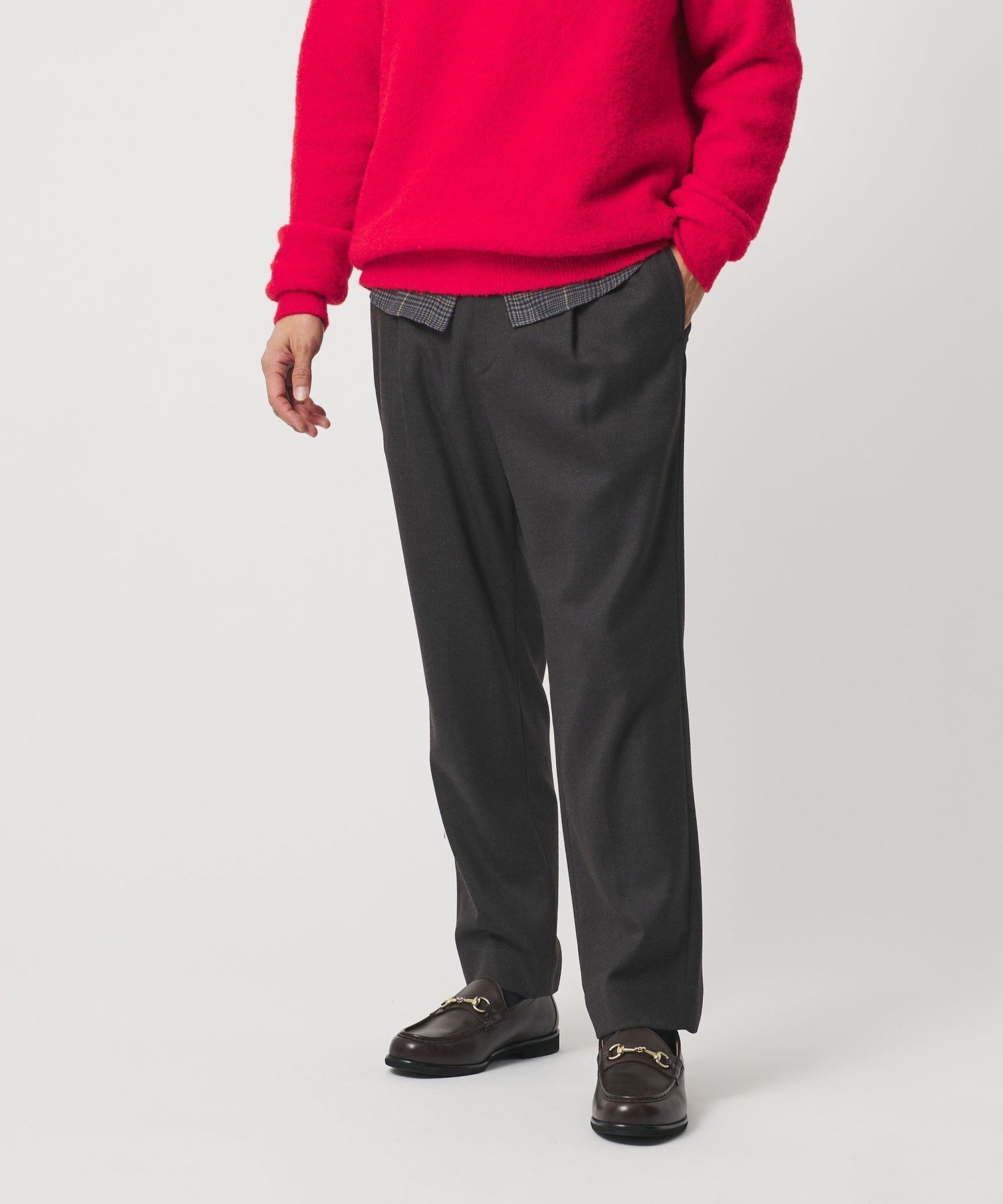 【ビューティ&ユース ユナイテッドアローズ/BEAUTY&YOUTH / UNITED ARROWS / MEN】のフラノ テーパード イージー パンツ NO.5 手洗い可能 インテリア・キッズ・メンズ・レディースファッション・服の通販 founy(ファニー) 　ファッション　Fashion　メンズファッション　Fashion for Men　ボトムス　Bottoms　コイン　Coin, Coin Design　今季　This Season, Current Season　シャーリング　Shirring, Ruched　ジャケット　Jacket, Outerwear　スタンダード　Standard, Basic　スニーカー　Sneakers, Trainers　スピンドル　Spindle, Drawcord　チェック　Check, Plaid, Tartan　テーパード　Tapered, Tapered Pants　定番　Standard, Basic Item　フロント　Front, Front Design　ベーシック　Basic, Essential　ポケット　Pocket, Pocket Detail　ミドル　Middle Length, Mid Height　ルーズ　Loose, Oversized　ループ　Loop, Loop Knit　A/W・秋冬　Autumn/Winter　おすすめ　Recommended / Our Picks　エレガント 上品　Elegant　DK.BROWN|ID: prp329100004784581 ipo3291000000034733546