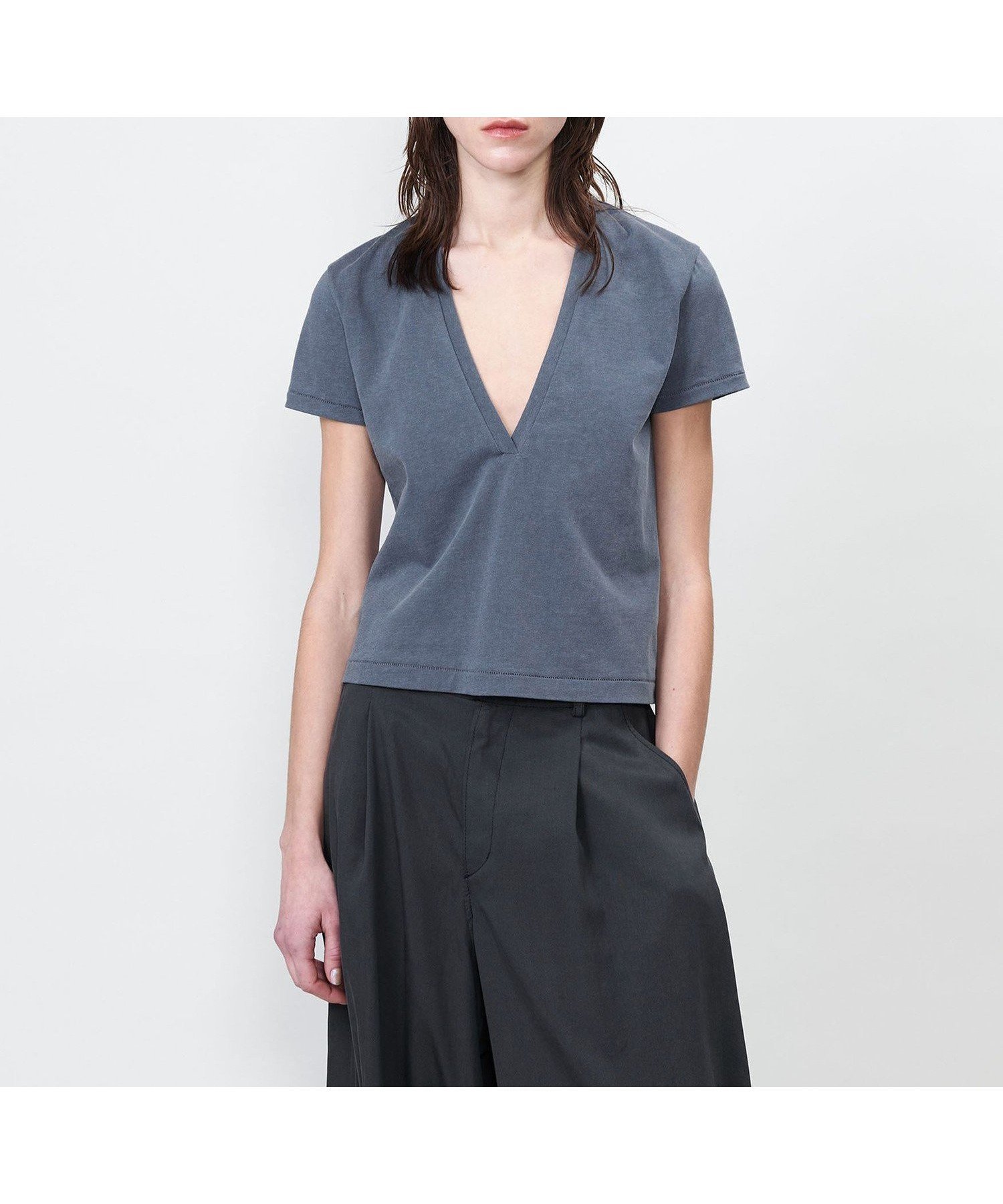 【ユナイテッドアローズ/UNITED ARROWS】のASTRAET コットンテンジク ディープVネックTシャツ インテリア・キッズ・メンズ・レディースファッション・服の通販 founy(ファニー) ファッション Fashion レディースファッション Fashion for Women トップス・カットソー Cut & Sew Tops シャツ・ブラウス・オフィスカジュアル Elegant Blouses & Button-Ups ロングTシャツ・Tシャツ Longline T-Shirts & Tees Vネックトップス V-Neck Tops / V-Cut Neckline Shirts コンパクト Compact, Small Size フェイス Face, Facial Design ボトム Bottoms, Lower Wear ワイド Wide, Wide Fit アウトレット Outlet / Clearance NAVY|ID: prp329100004784987 ipo3291000000034736748