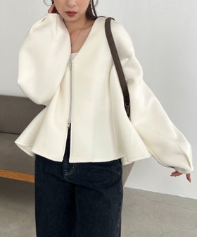 【カプリシューレマージュ/CAPRICIEUX LEMAGE】の【スタイルアップが叶う/伸縮性◎】ペプラムジップカーディガン 人気、トレンドファッション・服の通販 founy(ファニー) ファッション Fashion レディースファッション Fashion for Women トップス・カットソー Cut & Sew Tops カーディガン・羽織り Layered Style Cardigans カーディガン Cardigan, Knitwear ギャザー Gathered, Ruffled デニム Denim, Jeans Material ハイネック High Neck, Mock Neck ペプラム Peplum, Flared Hem マキシ Maxi, Full Length ワイド Wide, Wide Fit 秋 Autumn 羽織 Haori, Light Jacket |ID:prp329100004784988