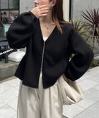 【カプリシューレマージュ/CAPRICIEUX LEMAGE】の【スタイルアップが叶う/伸縮性◎】ペプラムジップカーディガン 人気、トレンドファッション・服の通販 founy(ファニー) ファッション Fashion レディースファッション Fashion for Women トップス・カットソー Cut & Sew Tops カーディガン・羽織り Layered Style Cardigans カーディガン Cardigan, Knitwear ギャザー Gathered, Ruffled デニム Denim, Jeans Material ハイネック High Neck, Mock Neck ペプラム Peplum, Flared Hem マキシ Maxi, Full Length ワイド Wide, Wide Fit 秋 Autumn 羽織 Haori, Light Jacket thumbnail ブラック|ID: prp329100004784988 ipo3291000000034900012