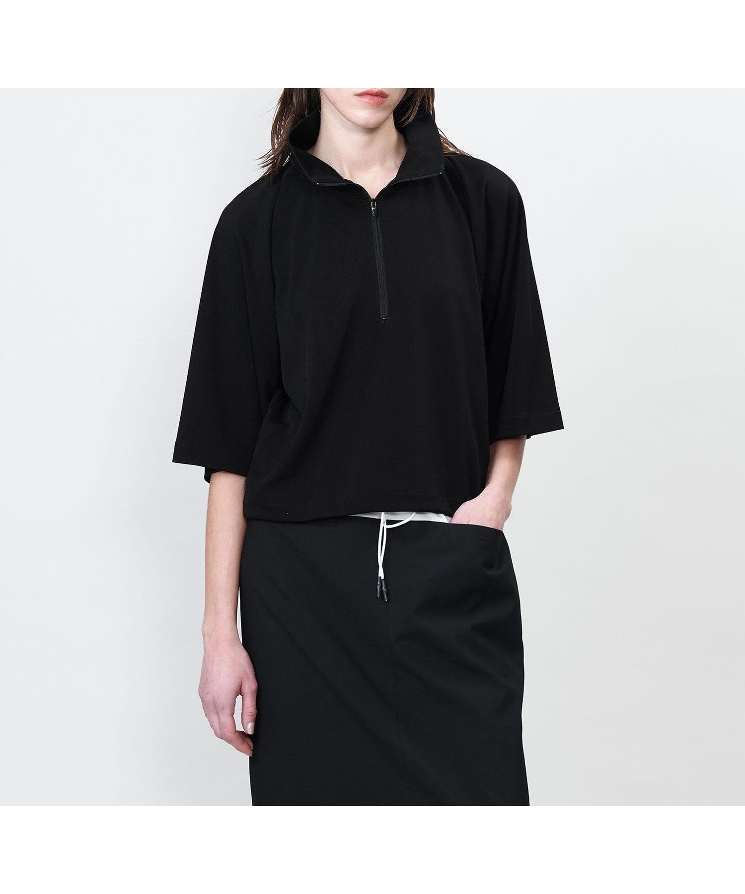 【ユナイテッドアローズ/UNITED ARROWS】のASTRAET ハーフジップ ハイネックカットソー インテリア・キッズ・メンズ・レディースファッション・服の通販 founy(ファニー) 　ファッション　Fashion　レディースファッション　Fashion for Women　トップス・カットソー　Cut & Sew Tops　カットソー・ベーシックTシャツ　Cut-and-Sewn Tops / Stretch Tees & Basics　ジャケット　Jacket, Outerwear　スタンド　Stand Collar, Upright Stand　ストレート　Straight, Straight Cut　デニム　Denim, Jeans Material　ロング　Long, Long-Length　アウトレット　Outlet / Clearance　おすすめ　Recommended / Our Picks　BLACK|ID: prp329100004784989 ipo3291000000034736758