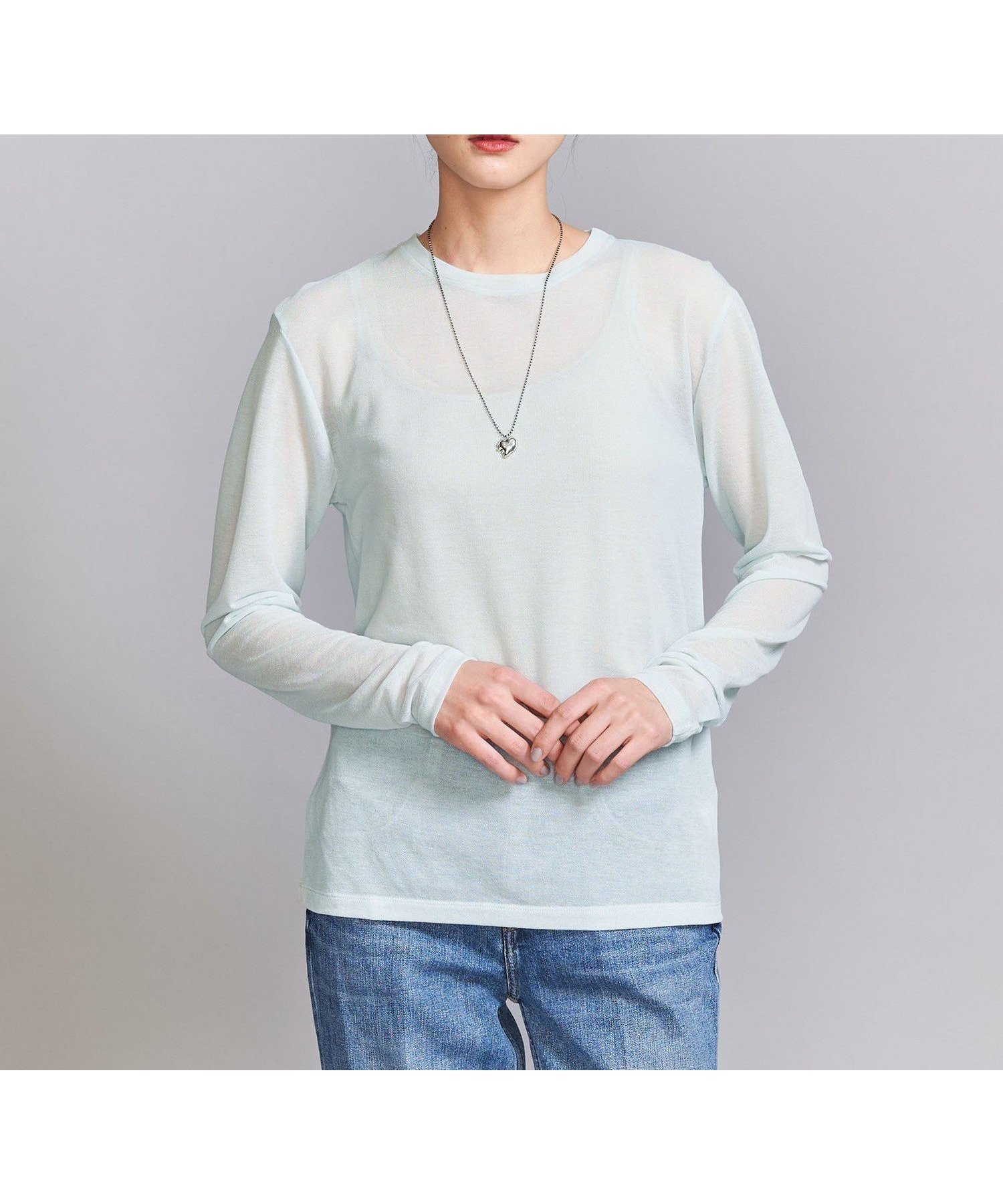 【ユナイテッドアローズ/UNITED ARROWS】のカノコシアー ロングスリーブ Tシャツ インテリア・キッズ・メンズ・レディースファッション・服の通販 founy(ファニー) 　ファッション　Fashion　レディースファッション　Fashion for Women　トップス・カットソー　Cut & Sew Tops　シャツ・ブラウス・オフィスカジュアル　Elegant Blouses & Button-Ups　ロングTシャツ・Tシャツ　Longline T-Shirts & Tees　インナー　Innerwear　鹿の子　Piqué, Kanoko Fabric　シンプル　Simple, Minimal　スリーブ　Sleeve, Long Sleeve / Short Sleeve　トレンド　Trend, Trending Now　フェミニン　Feminine, Girly　ロング　Long, Long-Length　アウトレット　Outlet / Clearance　おすすめ　Recommended / Our Picks　LT.BLUE|ID: prp329100004784996 ipo3291000000034736789