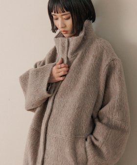 【ローリーズファーム/LOWRYS FARM】のシャギースタンドコート 人気、トレンドファッション・服の通販 founy(ファニー) ファッション Fashion レディースファッション Fashion for Women アウター Coat / Outerwear Collection コート・ロングコート・ピーコート Long Coats, Peacoats & More おすすめ Recommended / Our Picks エアリー Airy Texture スウェット / スエット Sweatshirt, Sweatwear スタンド Stand Collar, Upright Stand フェザー Feather, Feather Detail エレガント 上品 Elegant |ID:prp329100004784997