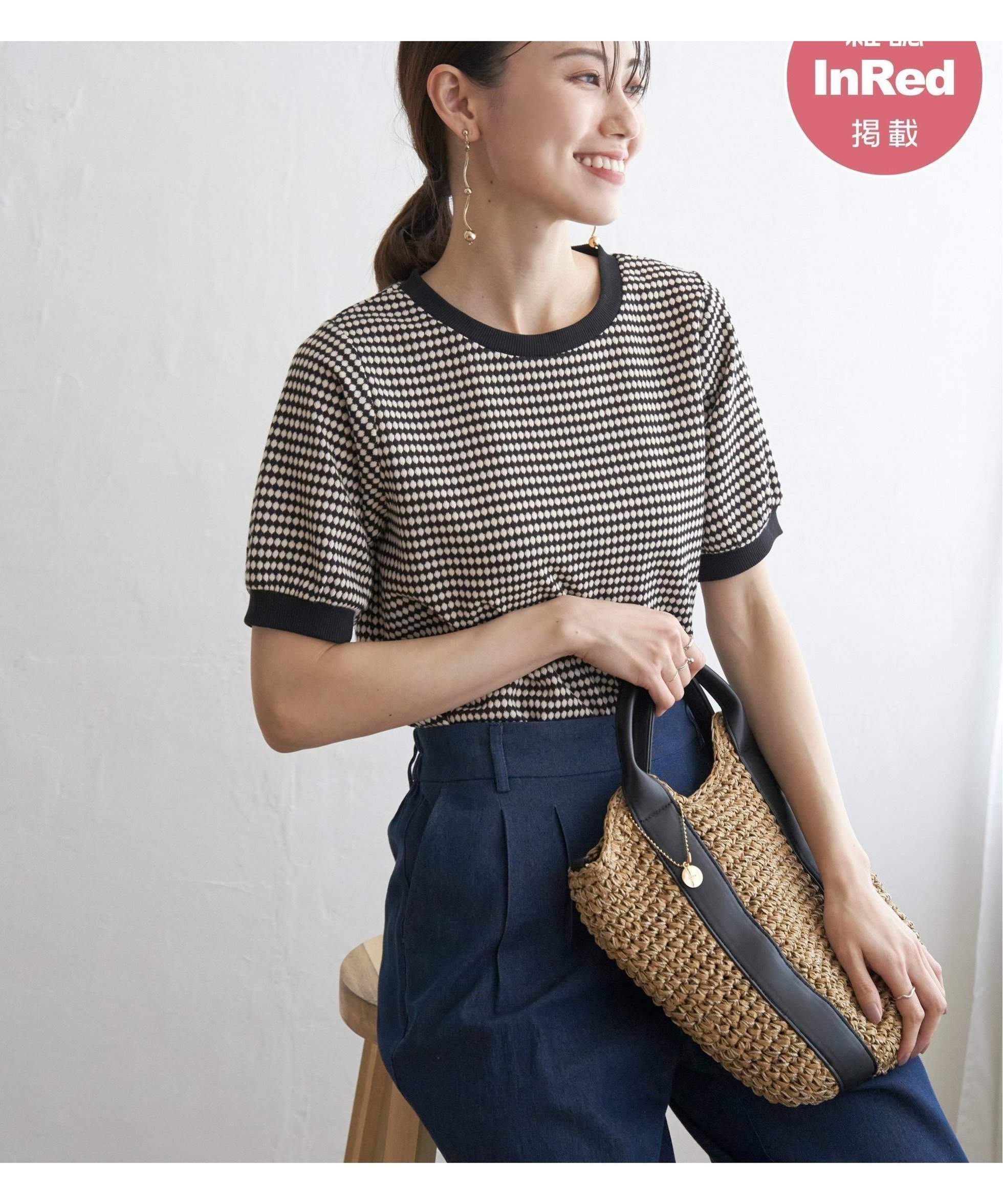 【イッカ/ikka】の【親子コーデ】ハニカム柄ジャガードカットソー インテリア・キッズ・メンズ・レディースファッション・服の通販 founy(ファニー) 　ファッション　Fashion　レディースファッション　Fashion for Women　トップス・カットソー　Cut & Sew Tops　カットソー・ベーシックTシャツ　Cut-and-Sewn Tops / Stretch Tees & Basics　おすすめ　Recommended / Our Picks　オレンジ　Orange　カットソー　Cut and Sewn Top　ドット　Polka Dot, Dot Pattern　夏　Summer　楽ちん　Easy Fit, Comfortable　ブラック|ID: prp329100004785013 ipo3291000000034736859