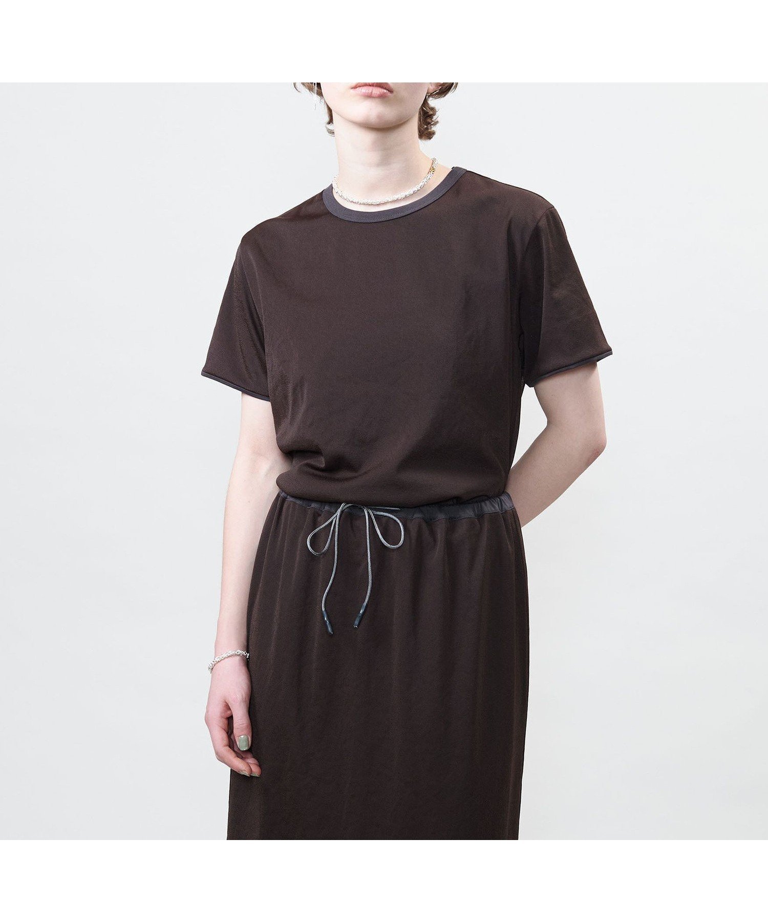 【ユナイテッドアローズ/UNITED ARROWS】のASTRAET テンジクxシフォン レイヤード Tシャツ インテリア・キッズ・メンズ・レディースファッション・服の通販 founy(ファニー) 　ファッション　Fashion　レディースファッション　Fashion for Women　トップス・カットソー　Cut & Sew Tops　シャツ・ブラウス・オフィスカジュアル　Elegant Blouses & Button-Ups　ロングTシャツ・Tシャツ　Longline T-Shirts & Tees　アンダー　Underwear Essentials　コンビ　Combo, Combination Style　シフォン　Chiffon, Lightweight Fabric　シンプル　Simple, Minimal　アウトレット　Outlet / Clearance　DK.BROWN|ID: prp329100004785014 ipo3291000000034736858