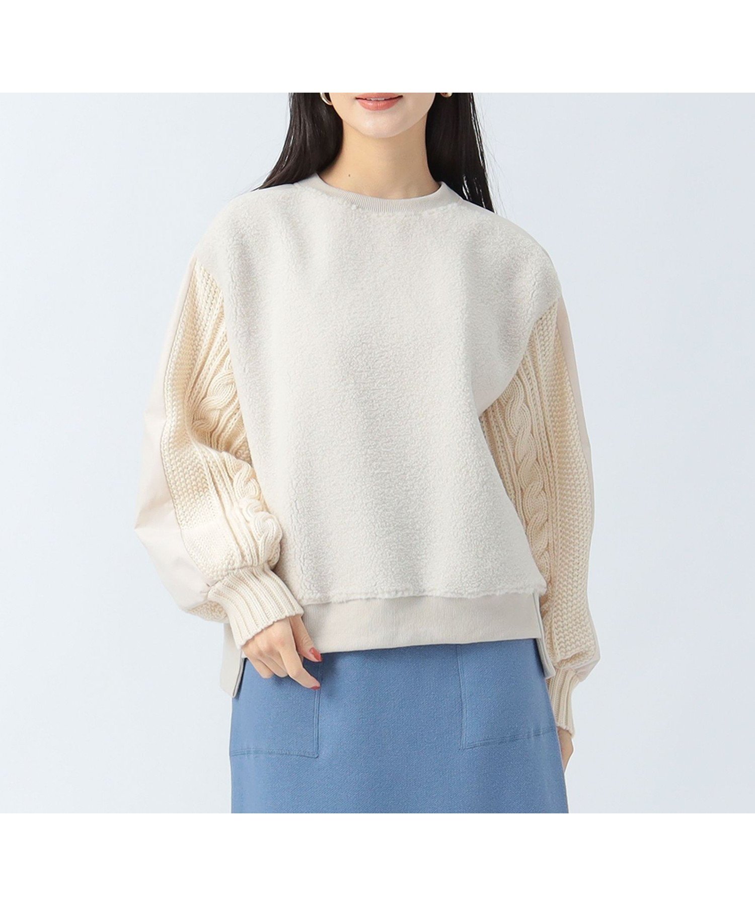 【ビームス ハート/BEAMS HEART】の異素材 ボア プルオーバー インテリア・キッズ・メンズ・レディースファッション・服の通販 founy(ファニー) 　ファッション　Fashion　レディースファッション　Fashion for Women　トップス・カットソー　Cut & Sew Tops　カジュアルプルオーバー・ニットトップス　Pullovers & Knit Tops / Casual Pullovers　シンプル　Simple, Minimal　テクスチャー　Texture, Textured Fabric　ドッキング　Docking, Mixed Material　バランス　Balance, Style Balance　ボトム　Bottoms, Lower Wear　ミックス　Mix, Mixed Style　A/W・秋冬　Autumn/Winter　IVORY|ID: prp329100004785032 ipo3291000000034933176